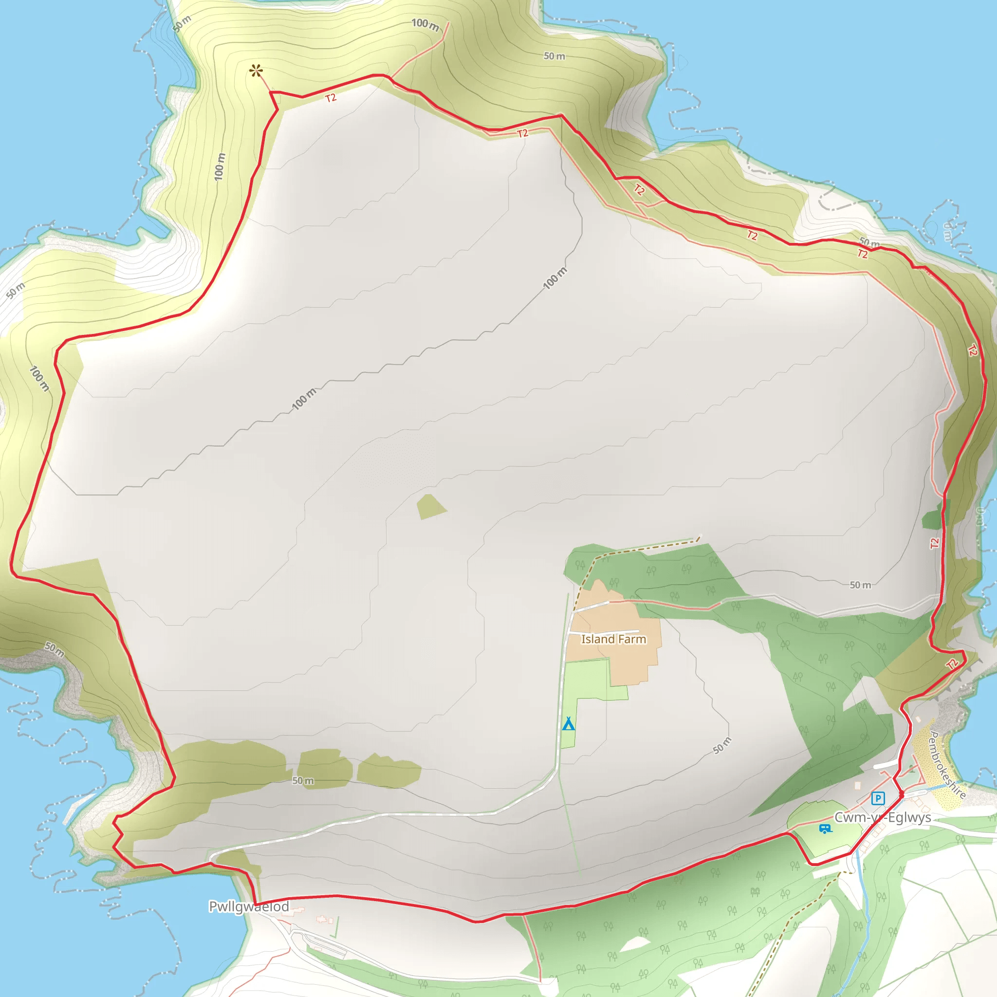 Dinas Island from Cwm-yr-Eglwys mobile static map