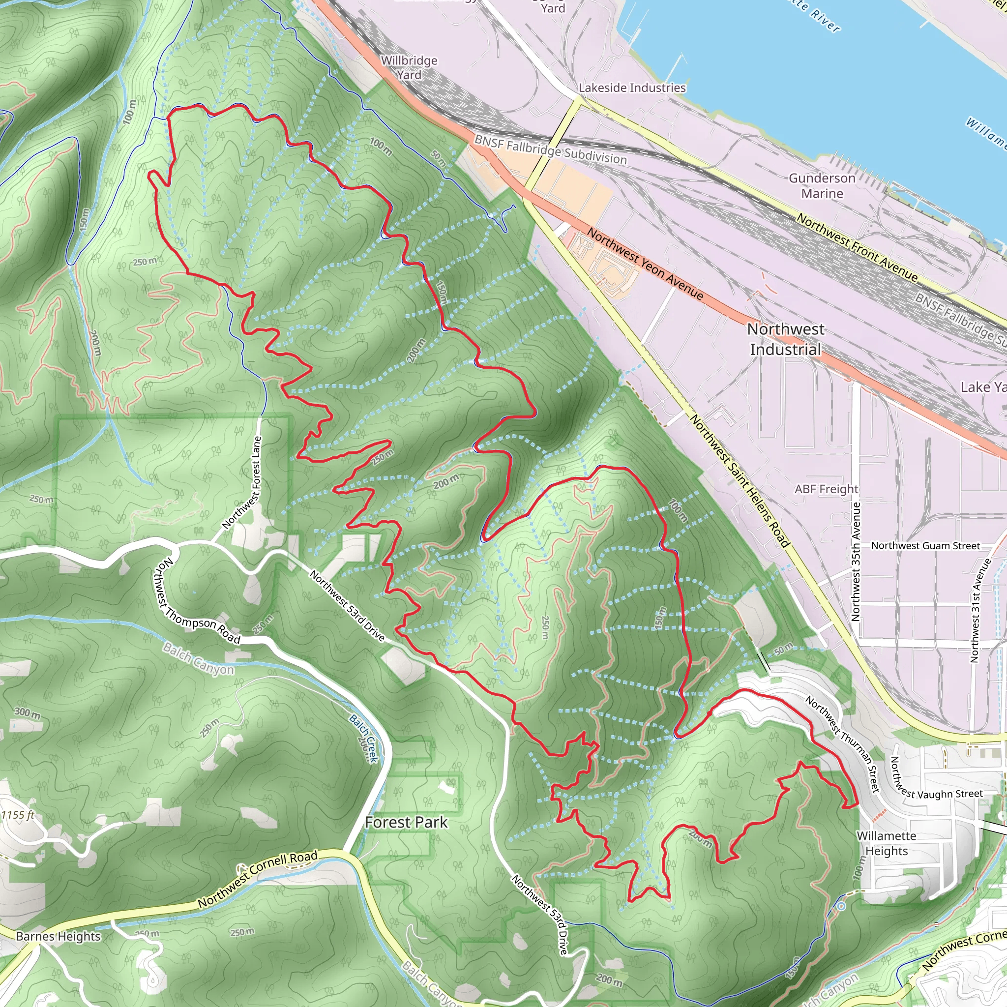Northwest Leif Erikson Drive and Wildwood Trail Loop mobile static map