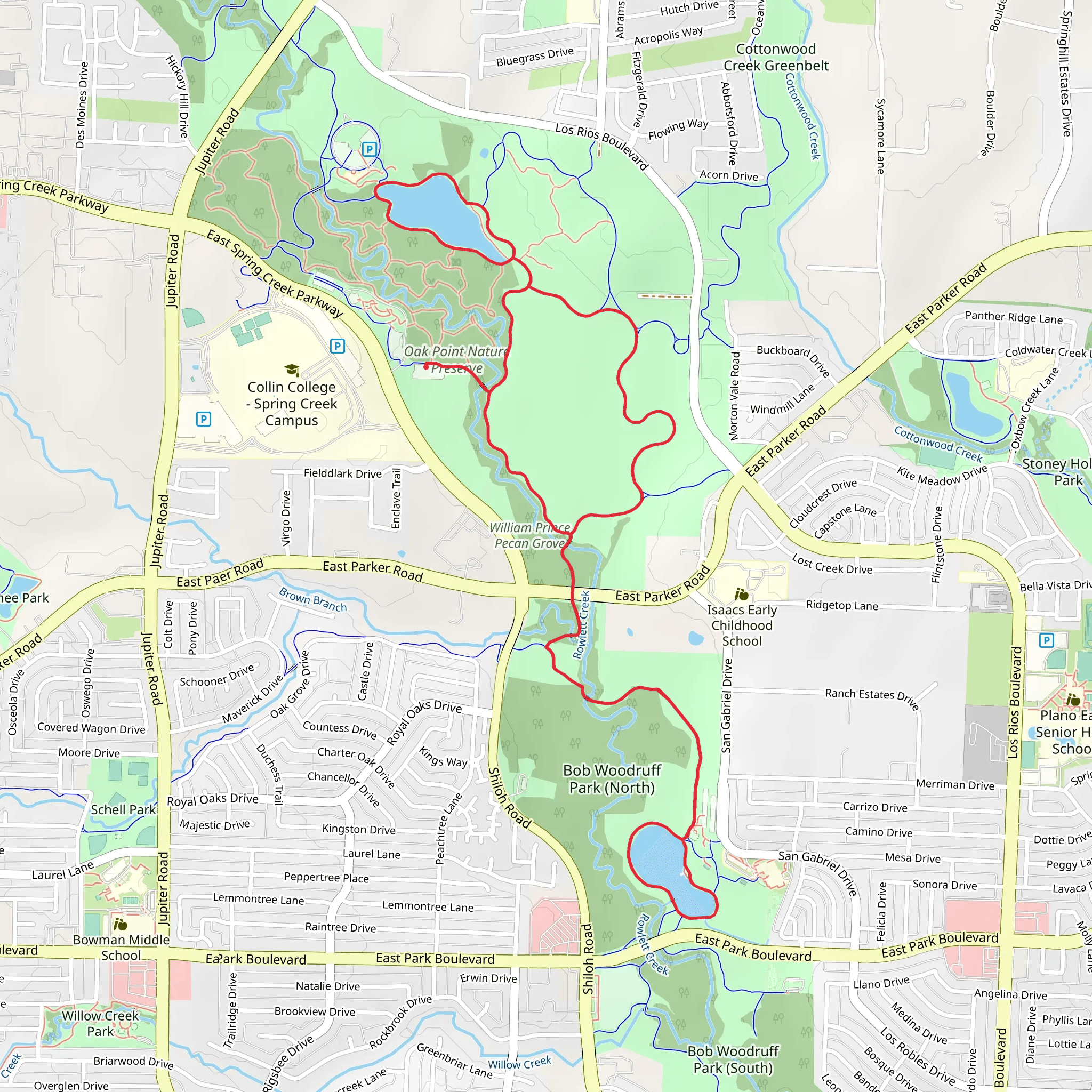 Oak Point Park and Nature Preserve and Bob Woodruff Park - North Loop mobile static map