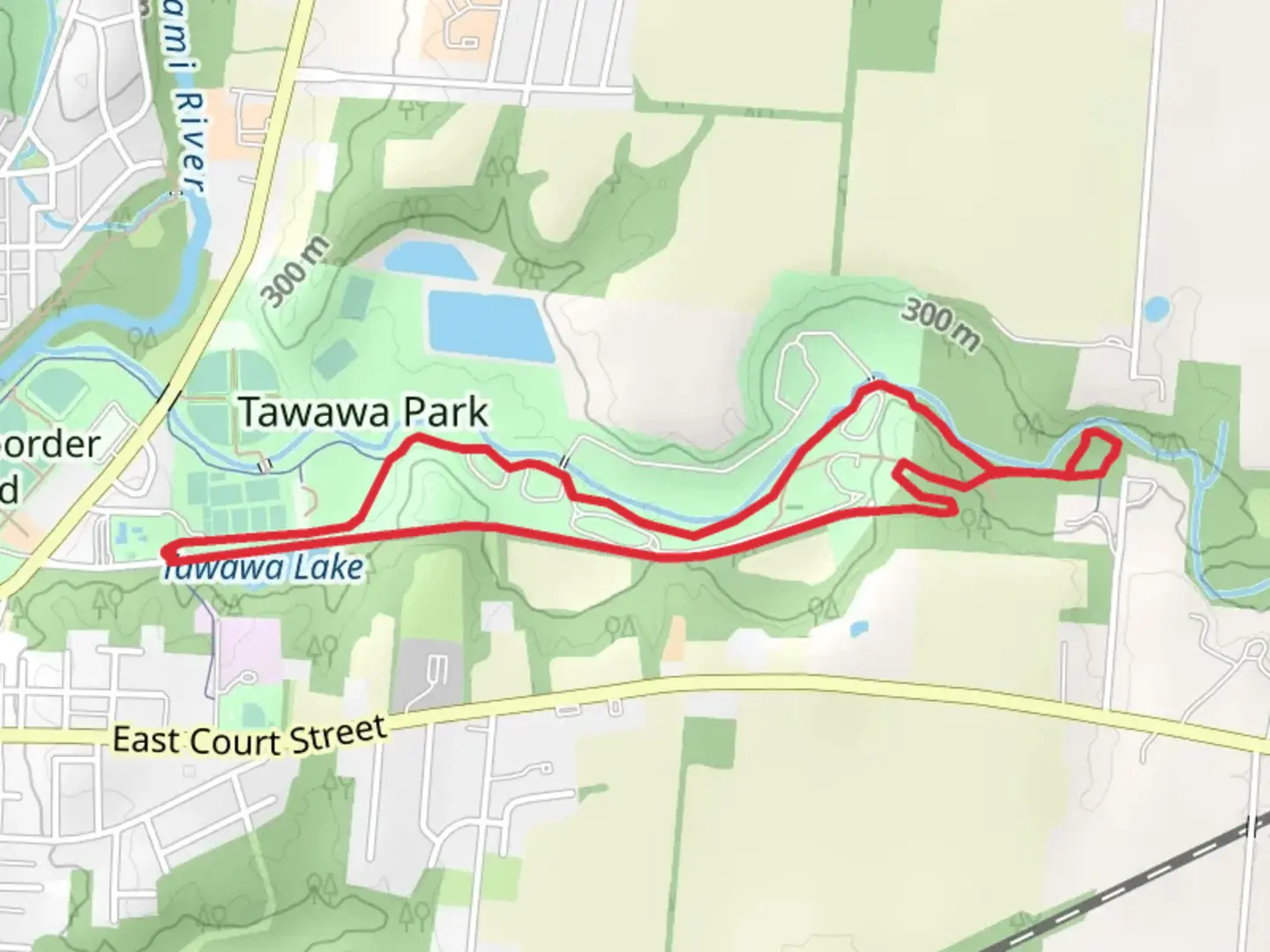 An image depicting the trail Tawawa Creek Loop and its surrounding area.