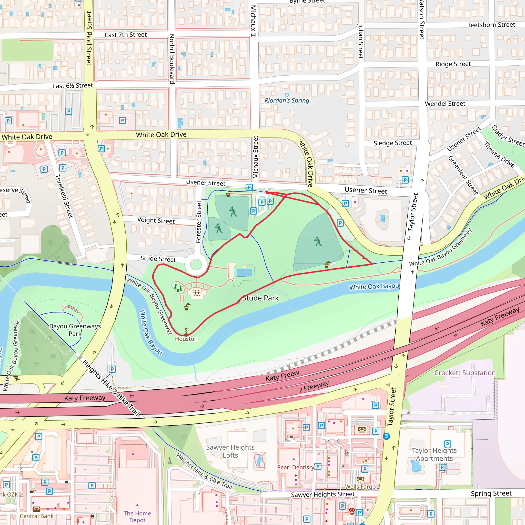 White Oak Bayou Greenway Loop mobile static map