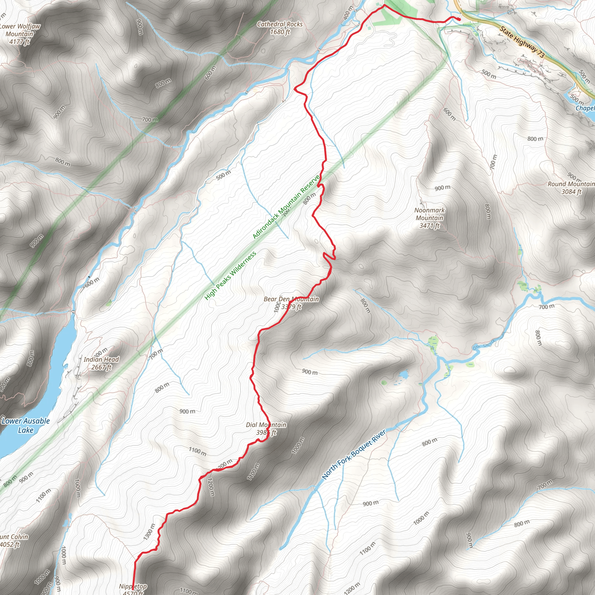 Nippletop and Bear Den Mountain Trail - Ausable Club Road mobile static map