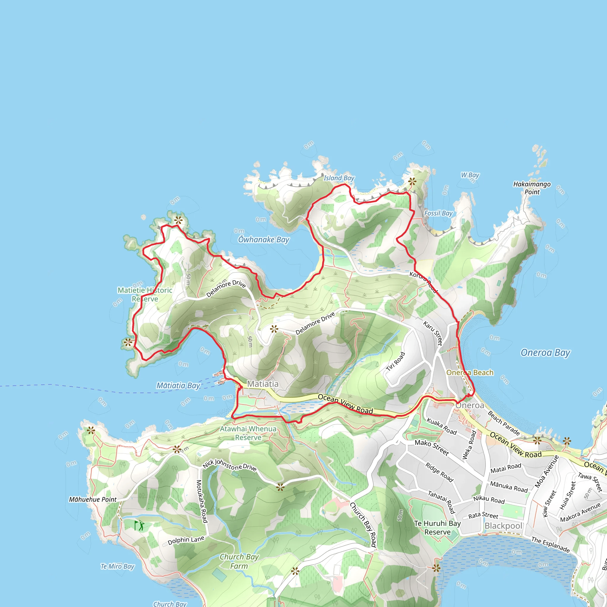 Northern Walk Matiatia, Owhanake and Oneroa mobile static map
