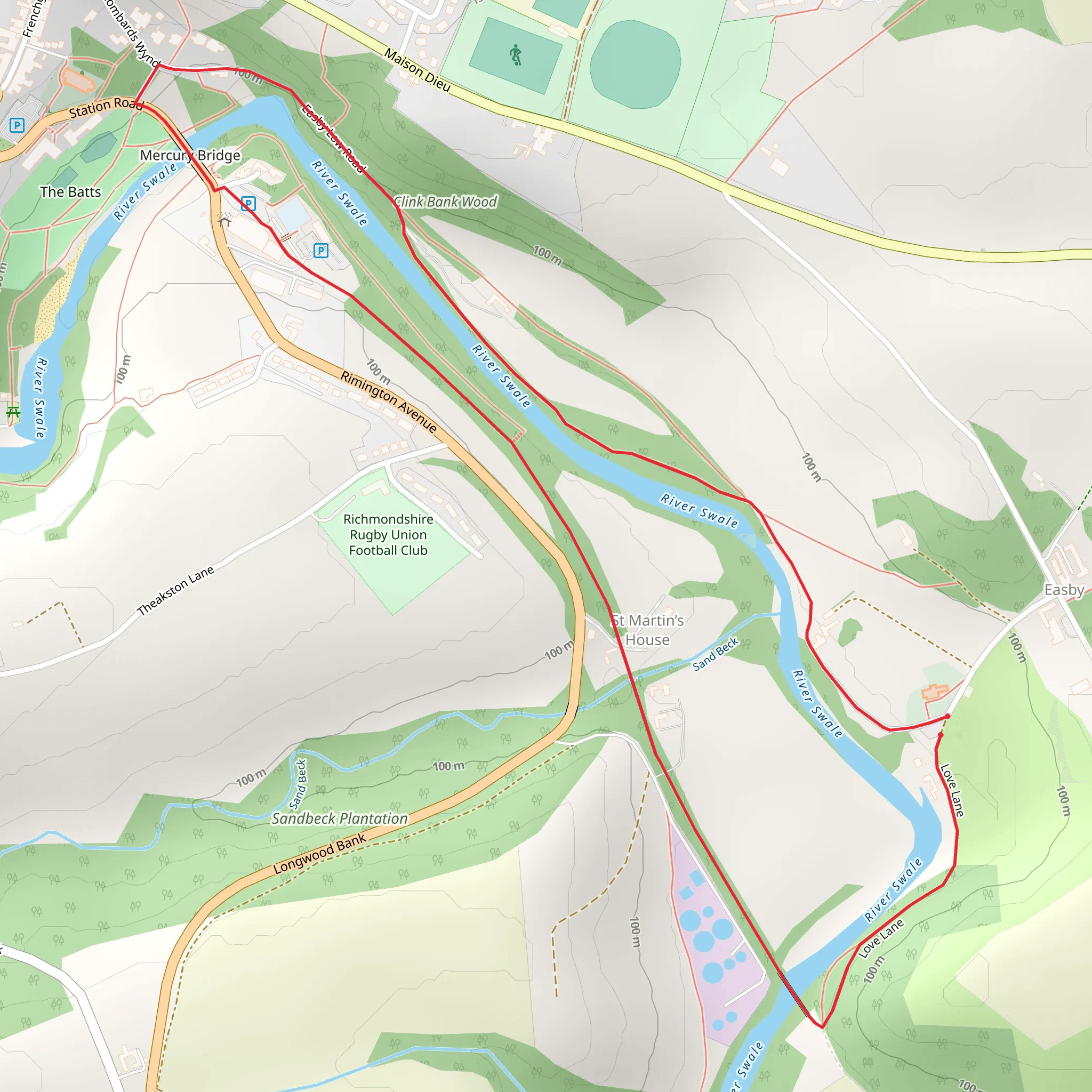 St Martin's House and River Swale Loop mobile static map