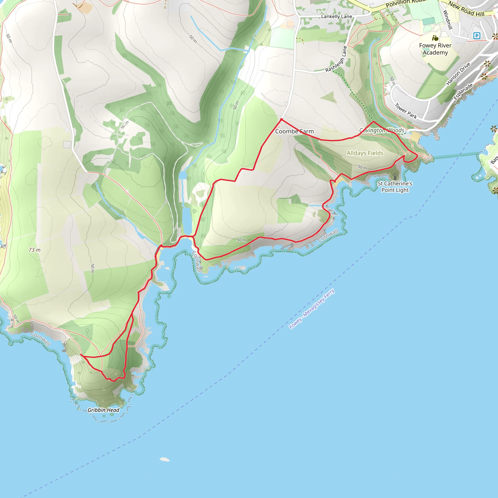 Gribbin Head Walk mobile static map