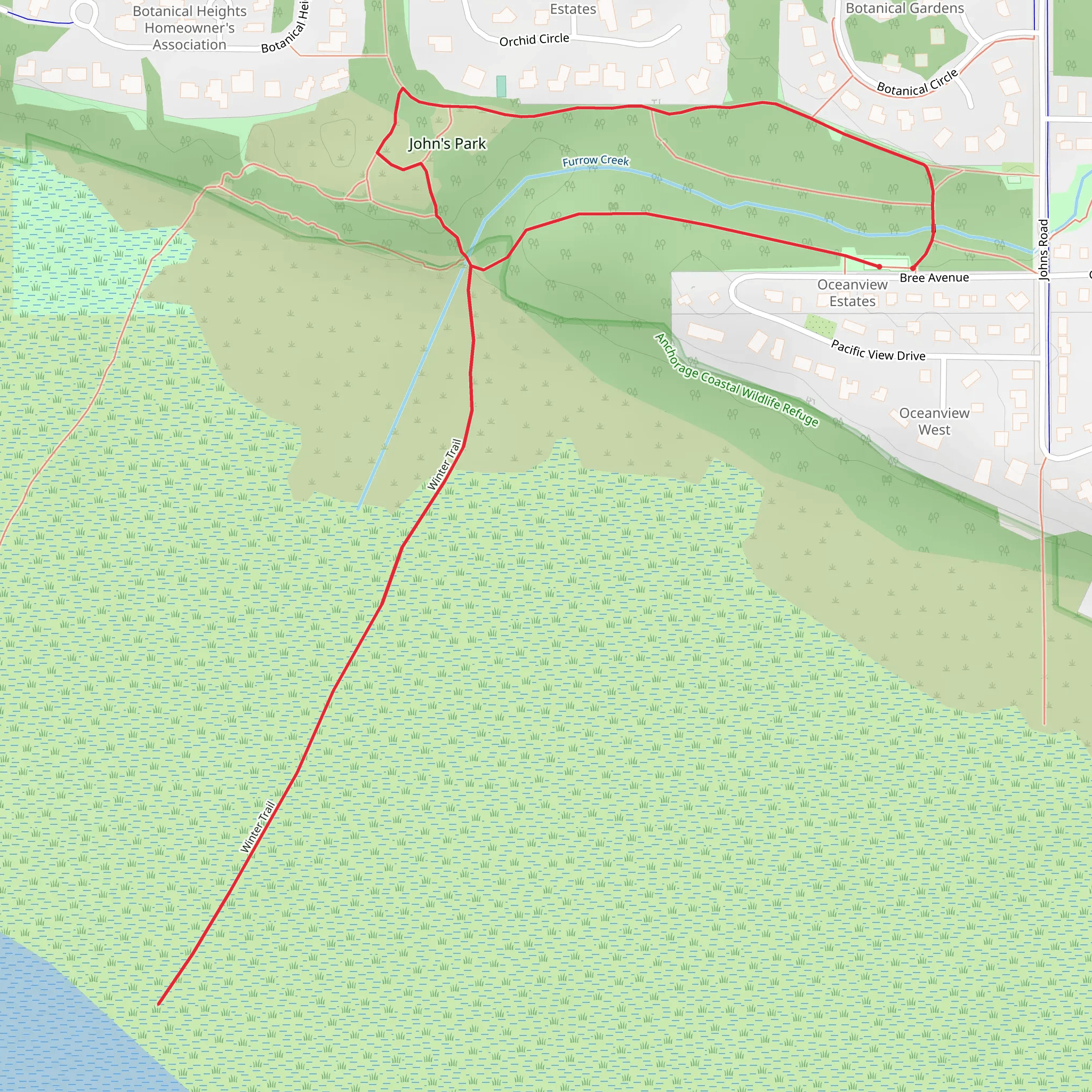 John's Park and Winter Loop Trail mobile static map