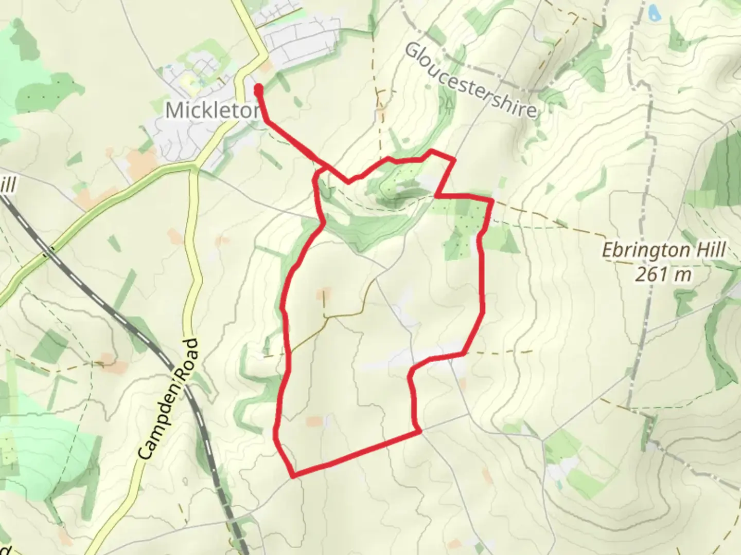 An image depicting the trail Hidcote Boyce and Hidcote Manor Loop and its surrounding area.