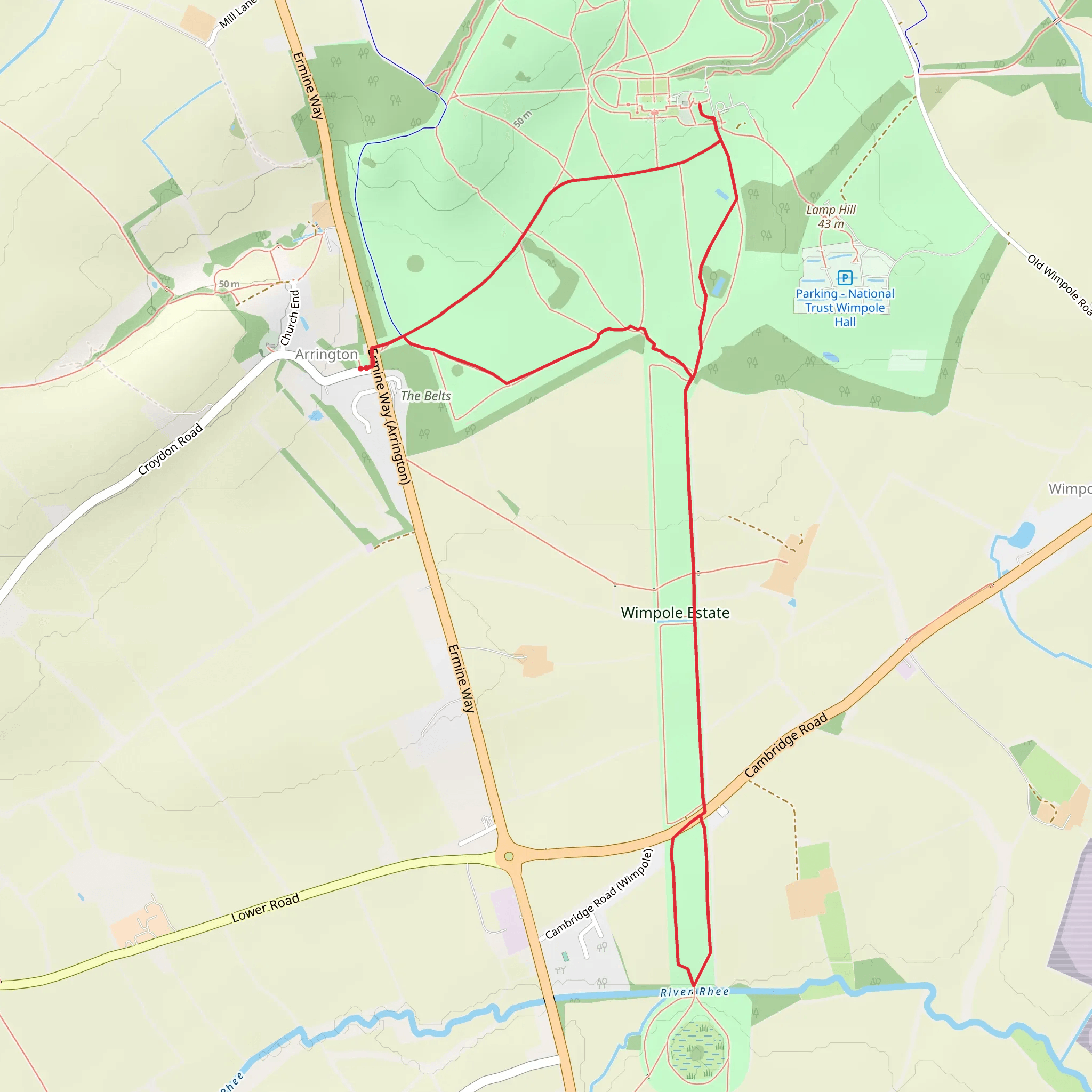 Wimpole Estate Loop mobile static map