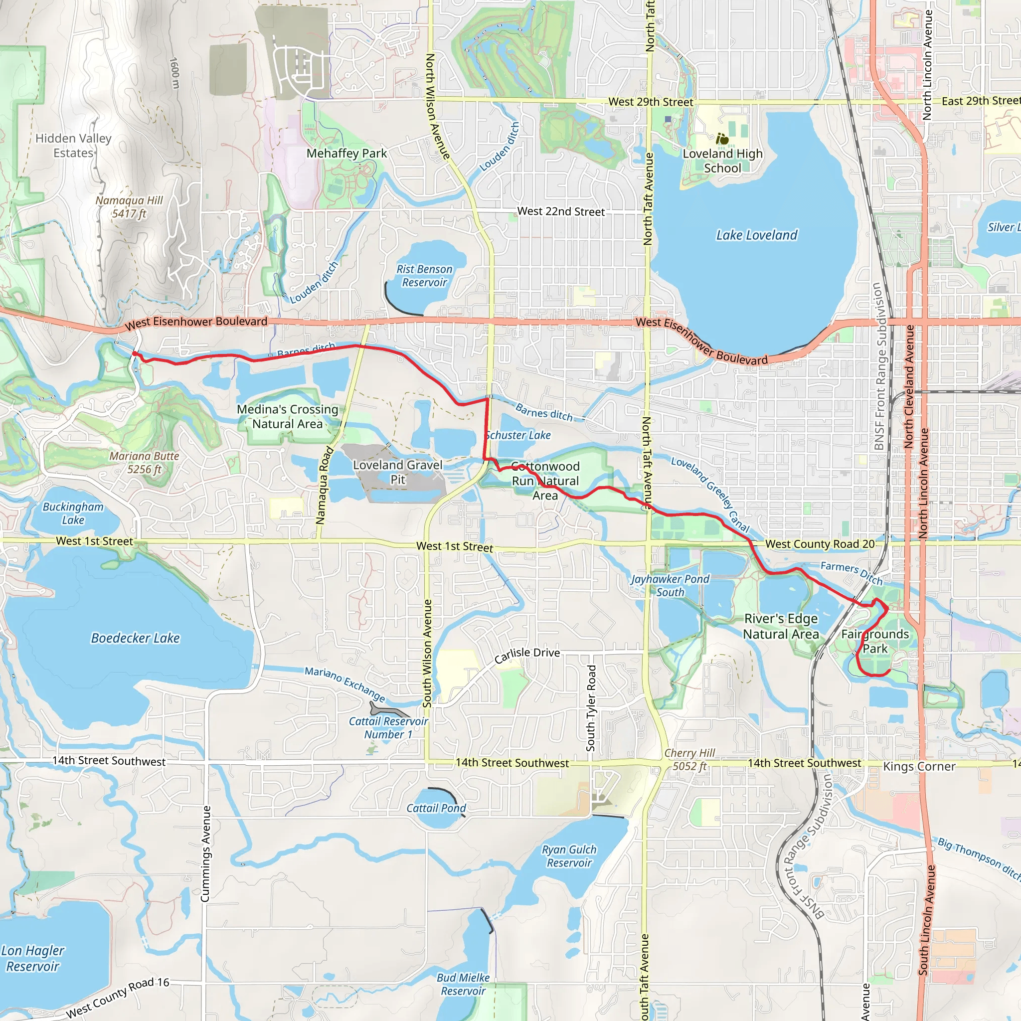 Big Thompson River Trail - Oxbow Natural Area mobile static map