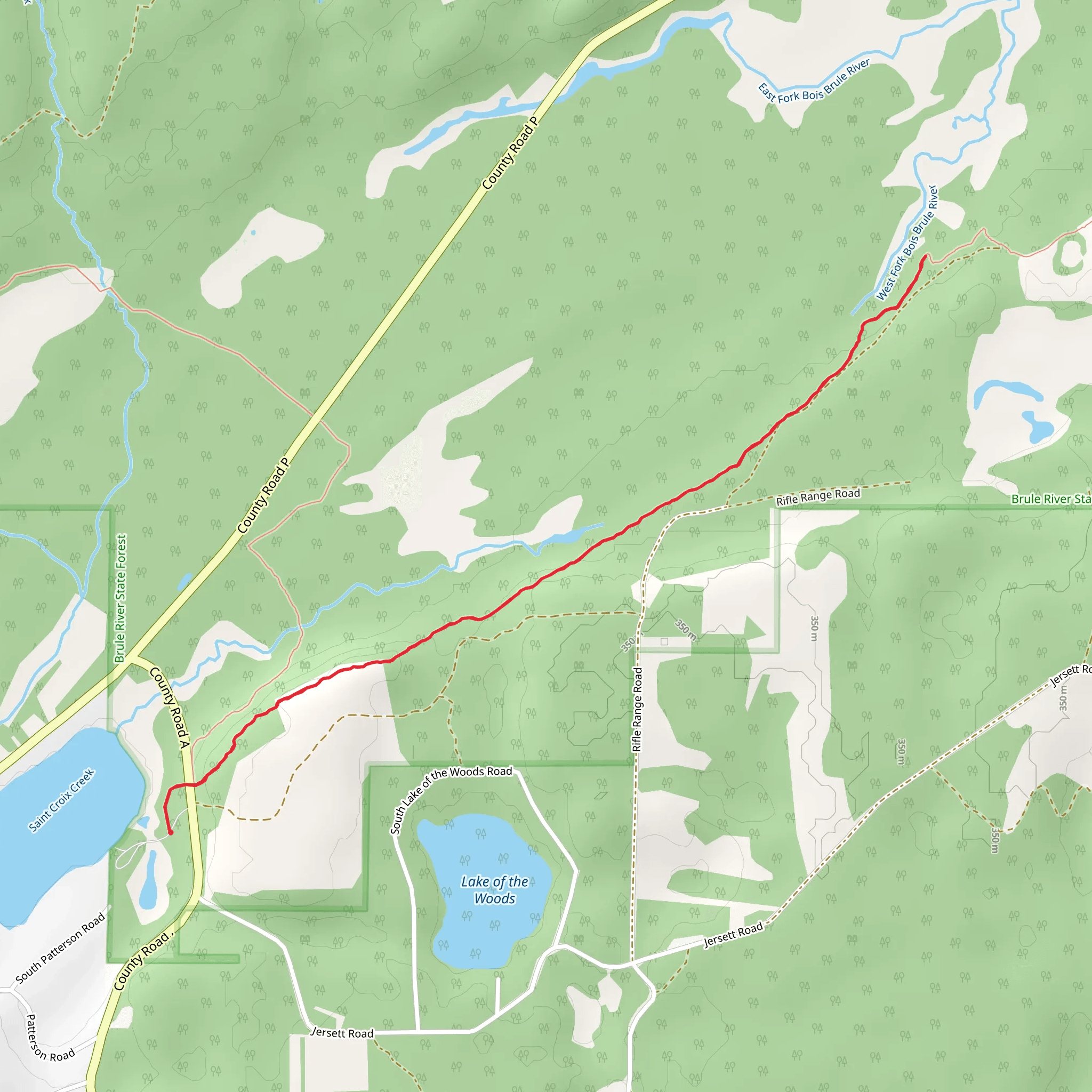 North Country Trail from Upper Saint Croix Lake mobile static map