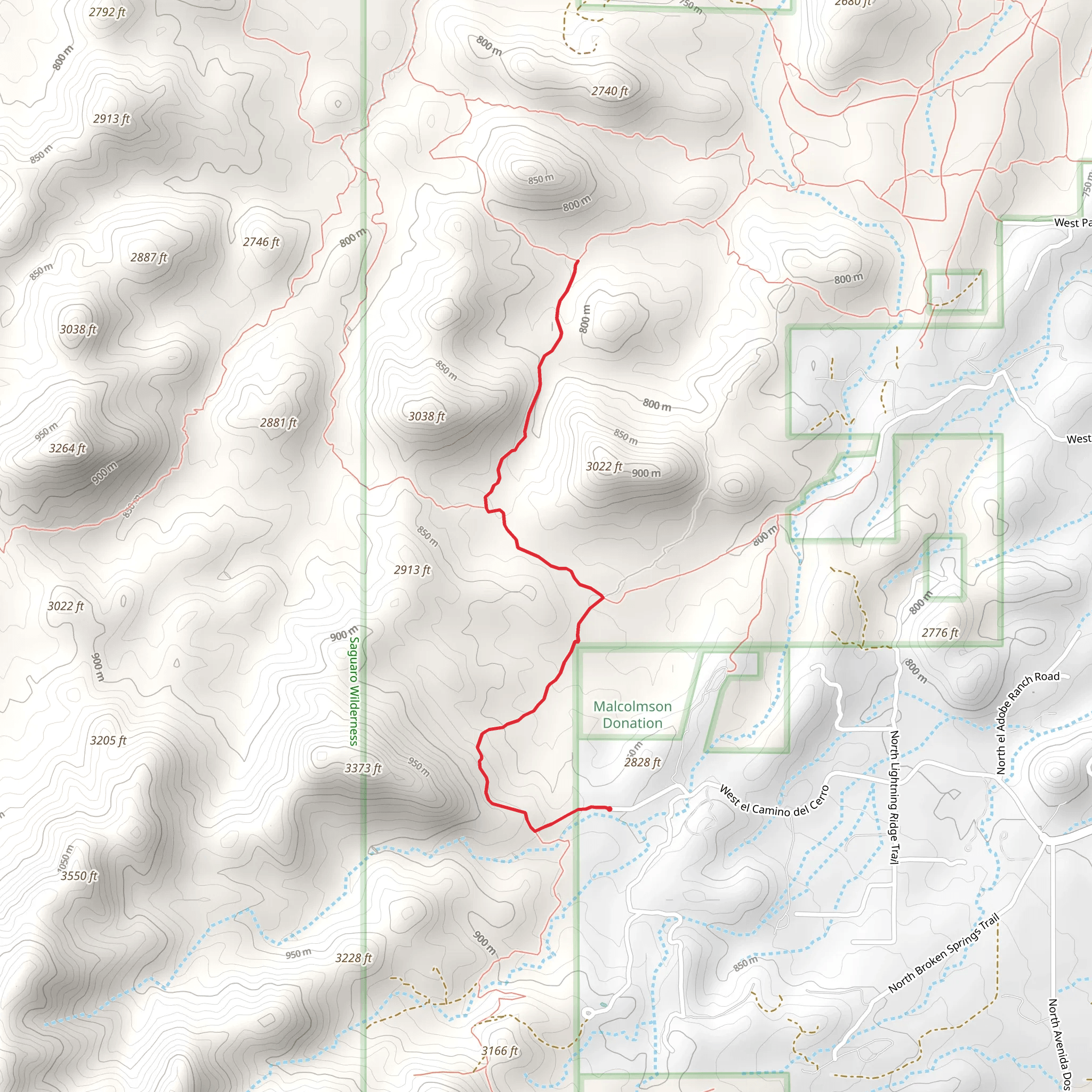 Thunderbird and Sweetwater Trail mobile static map