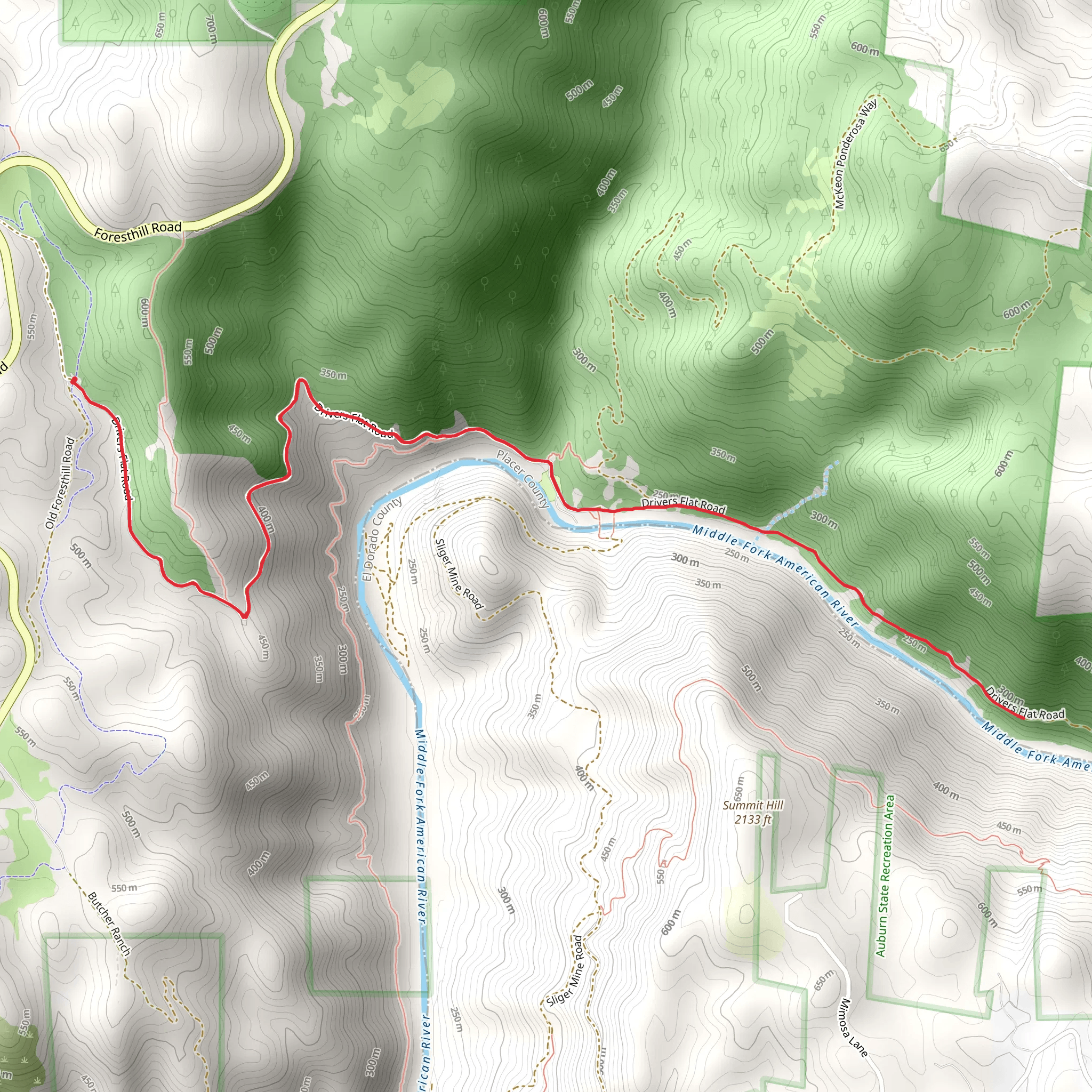 Middle Fork American River mobile static map