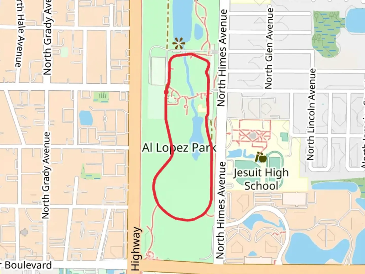 An image depicting the trail Al Lopez Park Loop and its surrounding area.