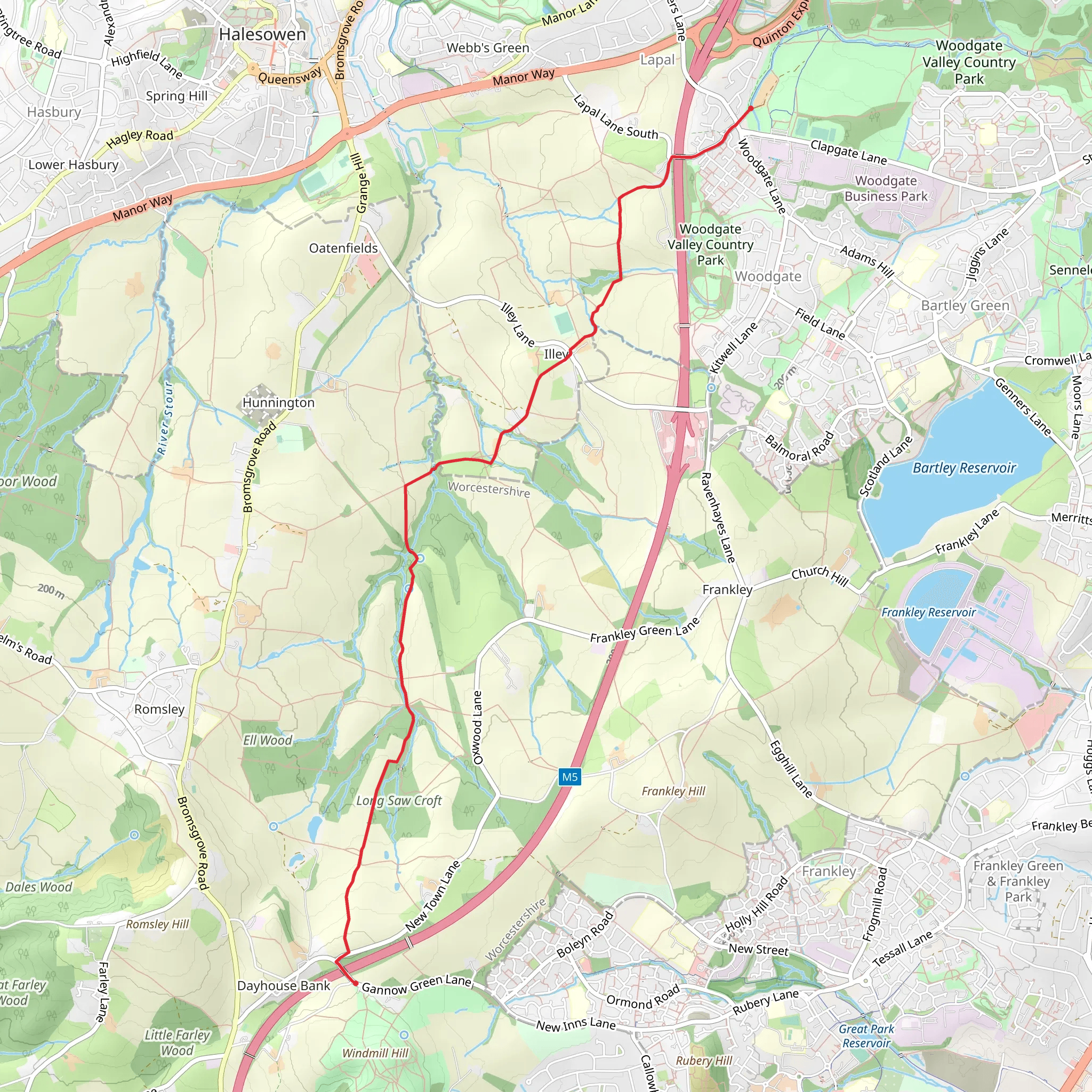 Cooper's Wood and Twiland Wood via Monarch's Way mobile static map
