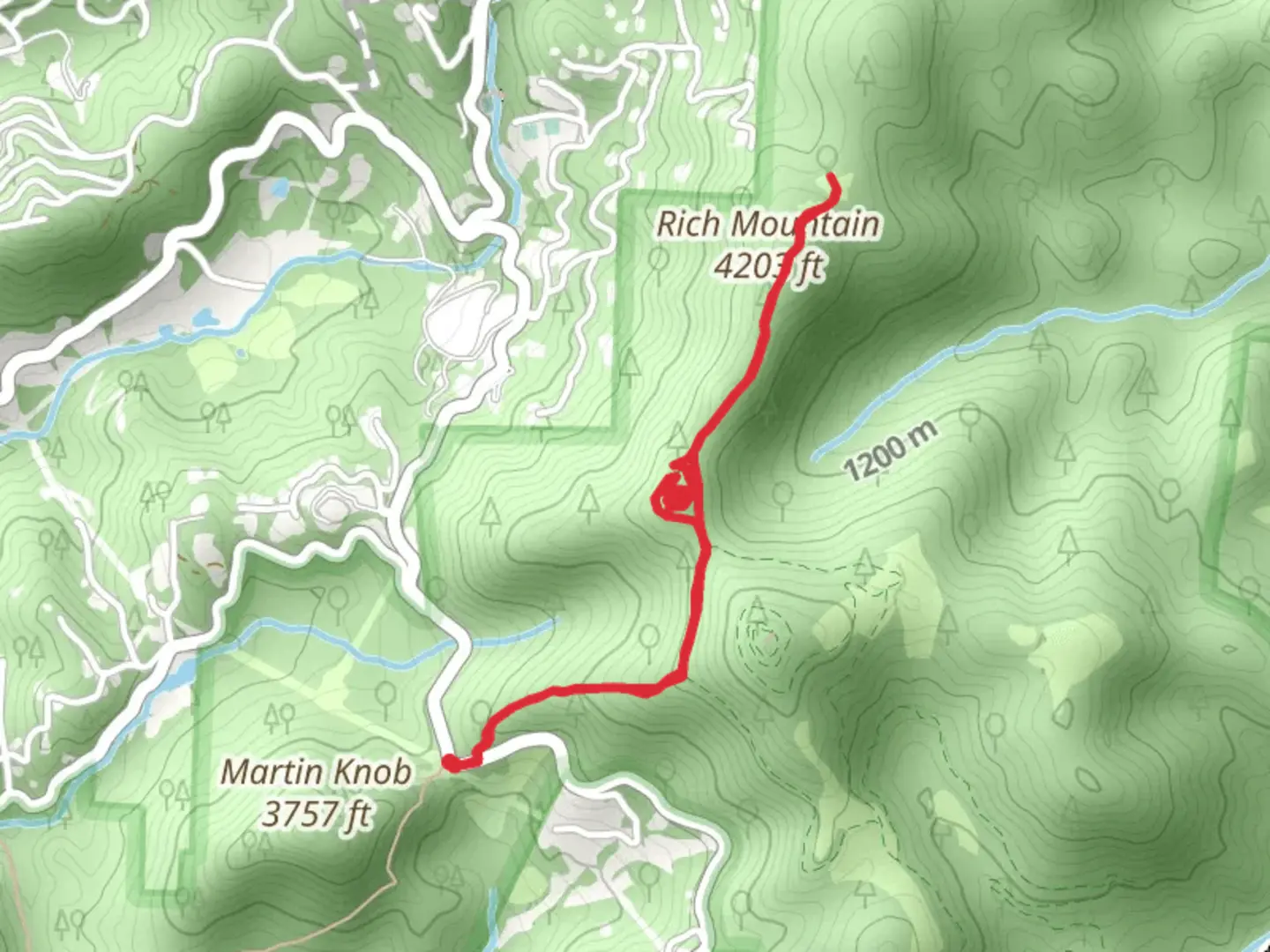 An image depicting the trail Rich Mountain and Deer Park Loop and its surrounding area.