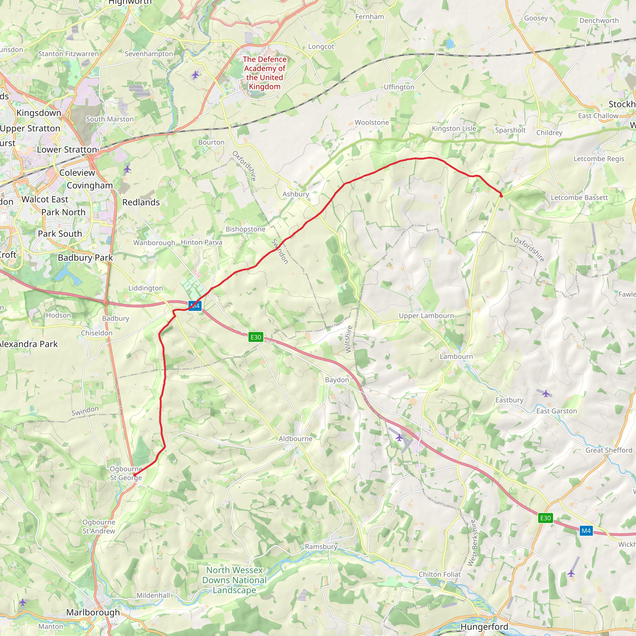 Letcombe Bassett to Ogbourne St George Walk mobile static map
