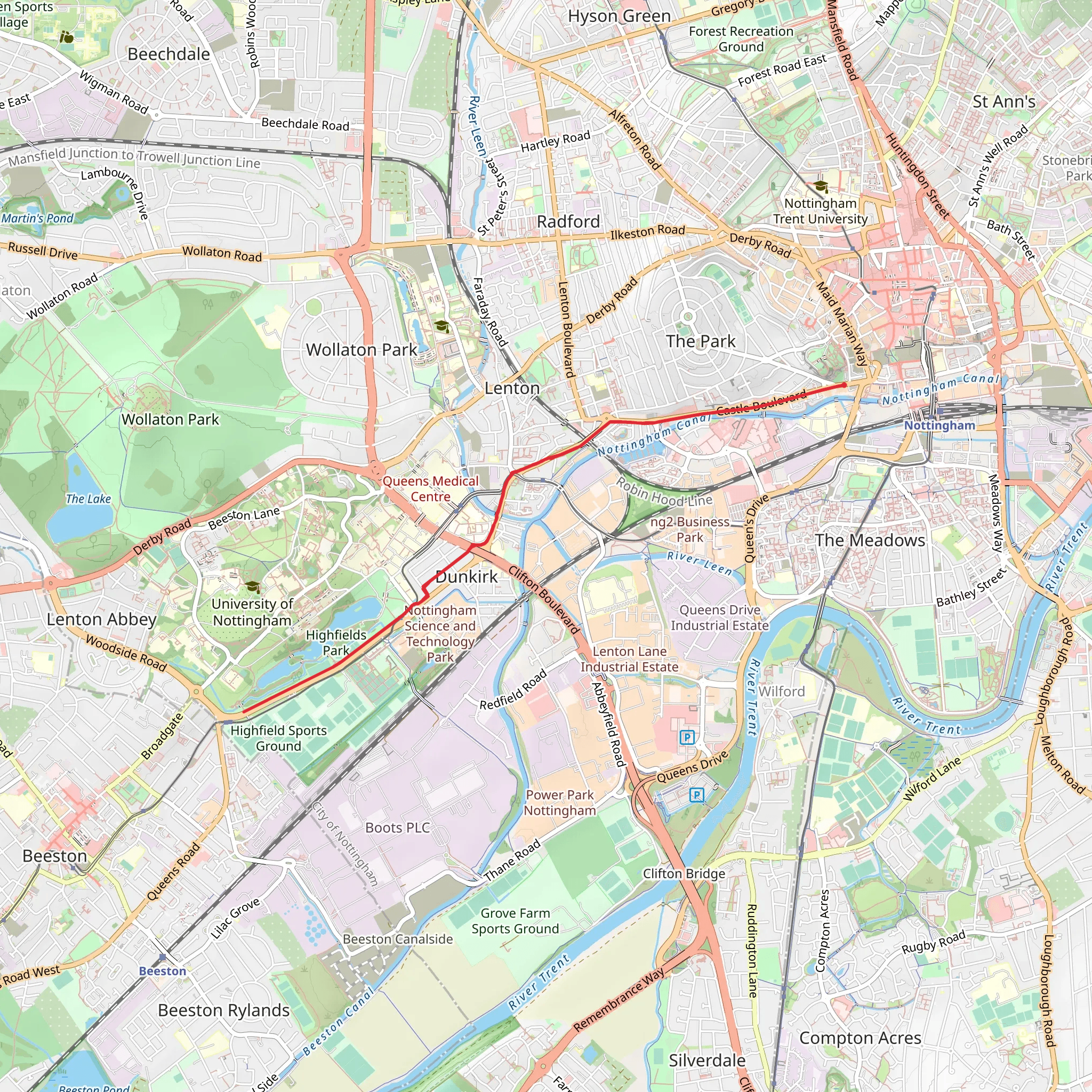 Highfields Park Walk mobile static map