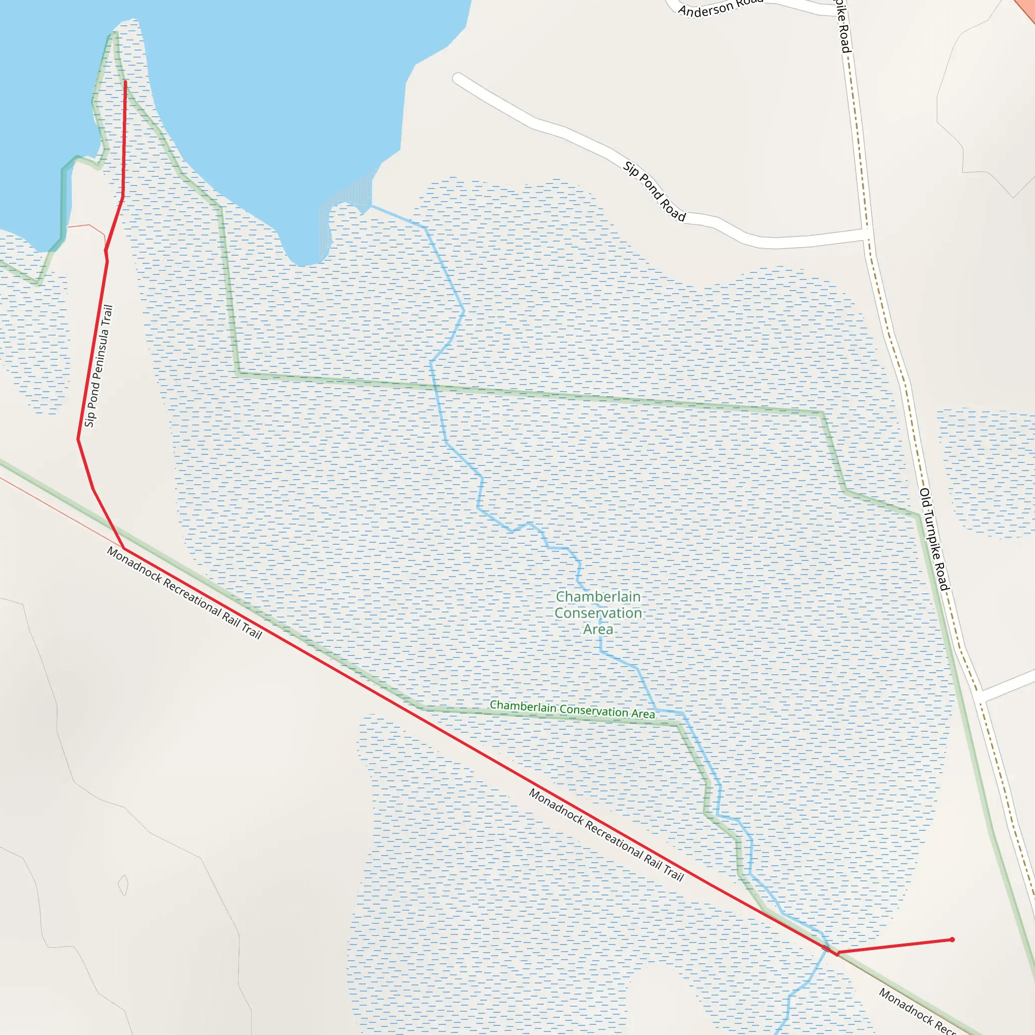Sip Pond via Monadnock Recreational Rail Trail Out and Back mobile static map