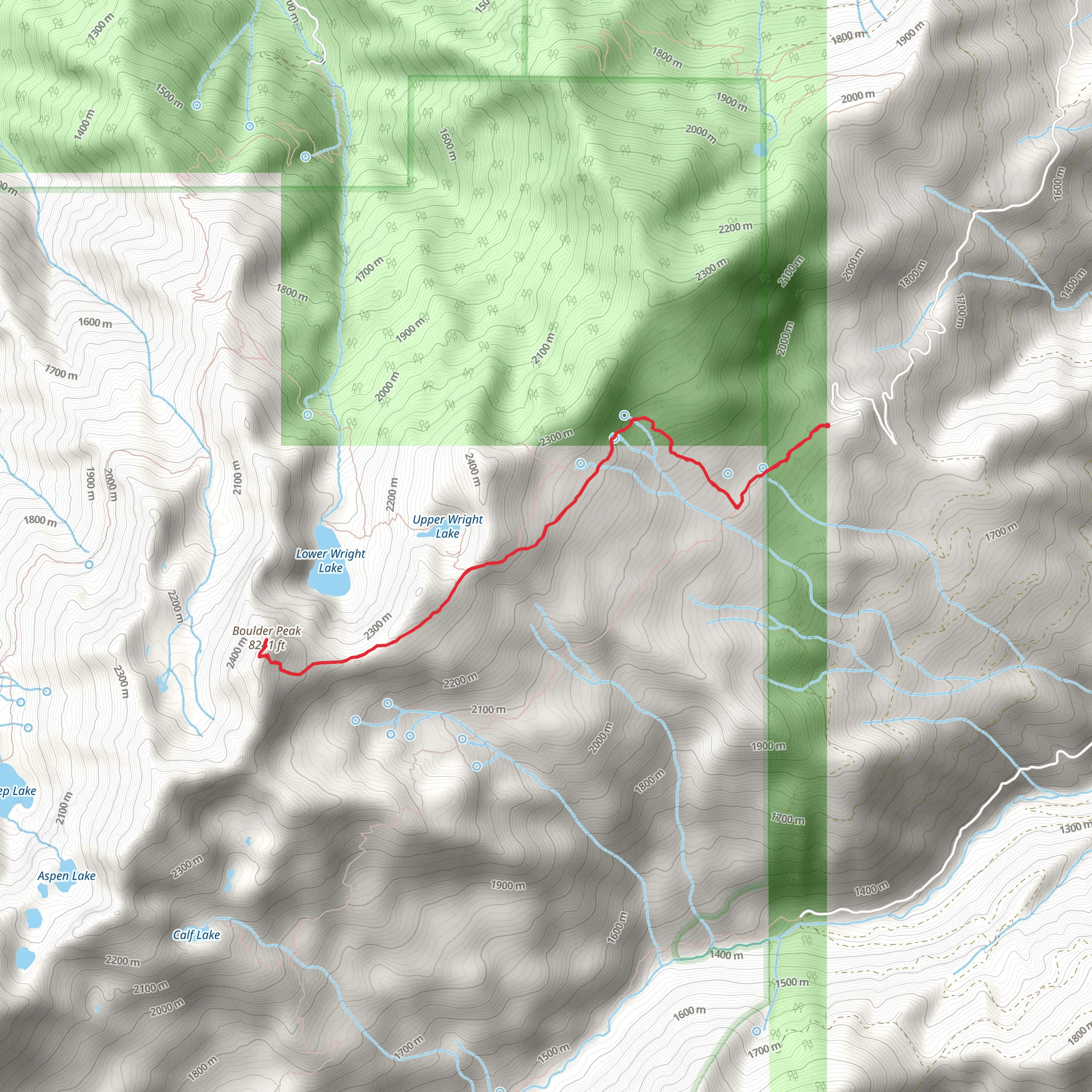 Boulder Peak via Wright Lakes Trail mobile static map