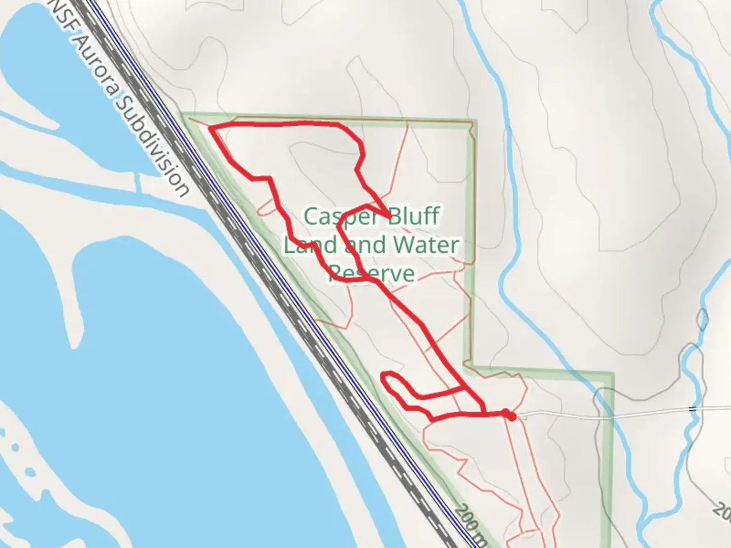 An image depicting the trail Spratts Lake Eastside Loop Trail and its surrounding area.