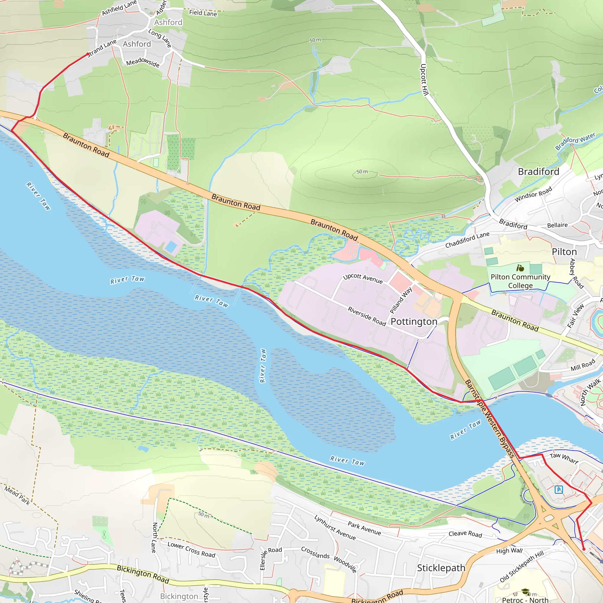 Barnstaple - Short Estuary Walk mobile static map