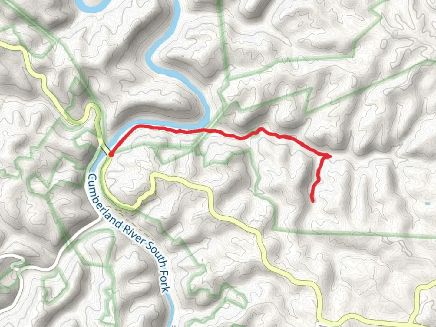 An image depicting the trail Sheltowee Trace Trail and Lick Creek Trail and its surrounding area.