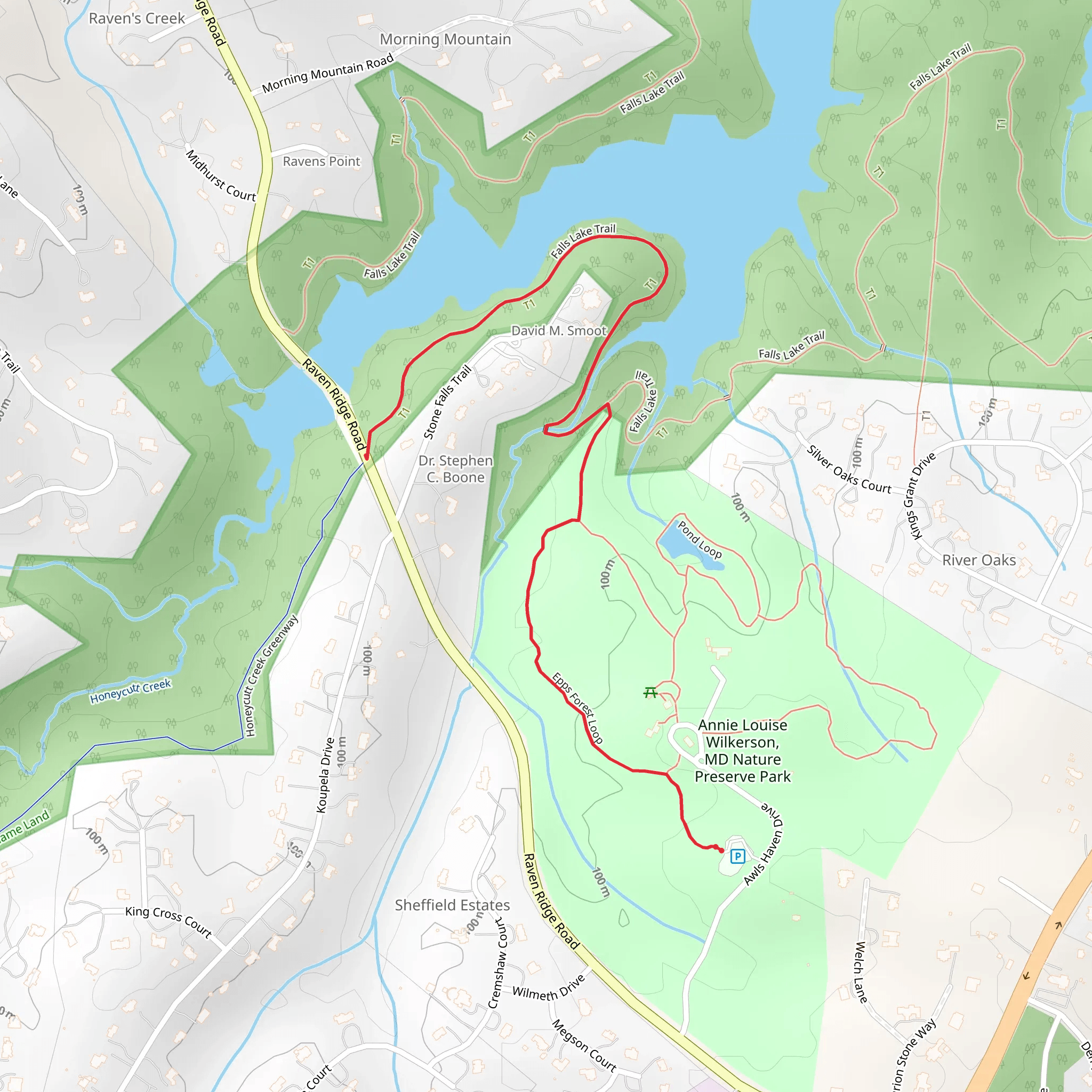 Epps Forest and Falls Lake Trail mobile static map