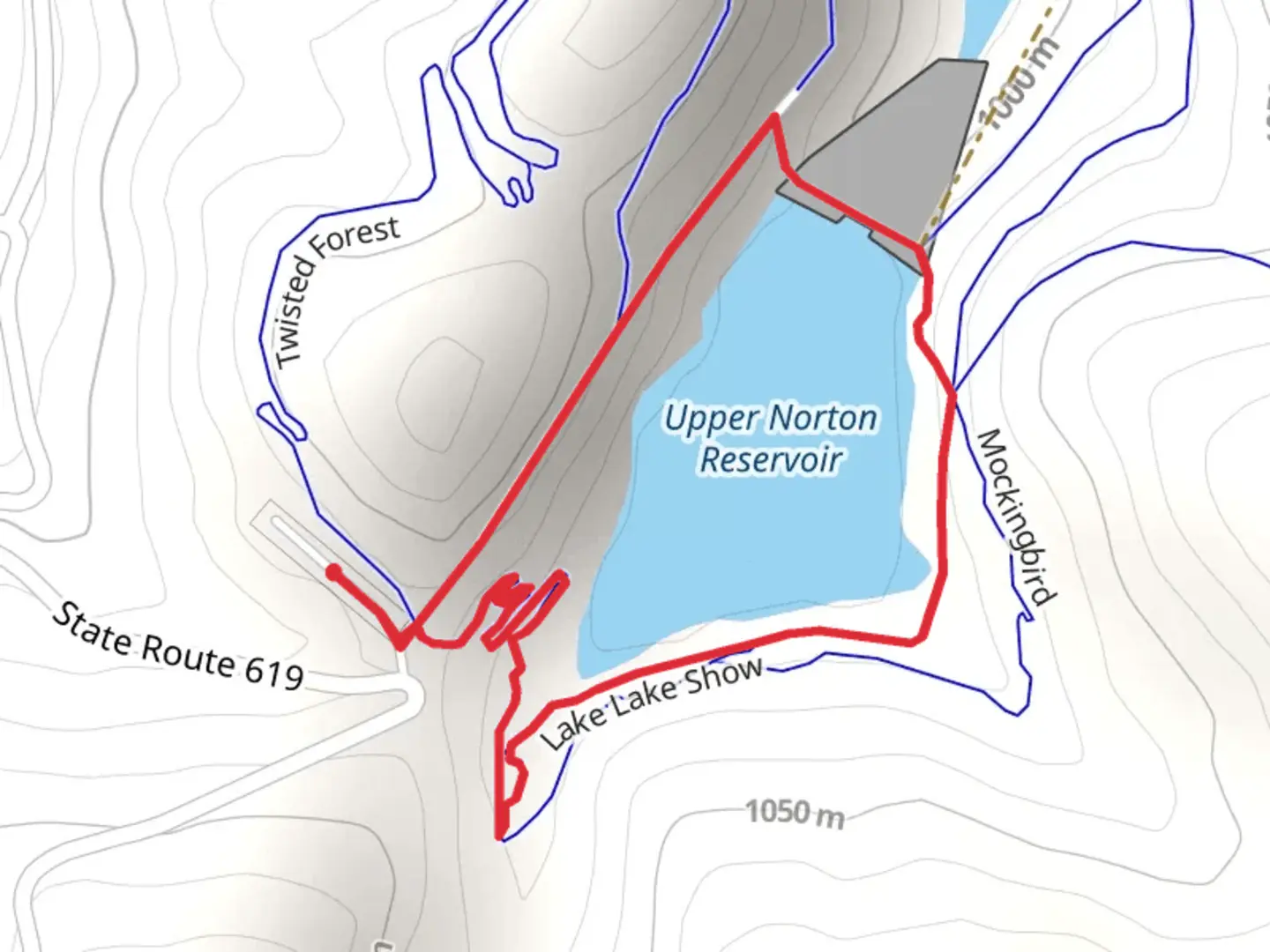 An image depicting the trail Upper Norton Reservoir Loop and its surrounding area.