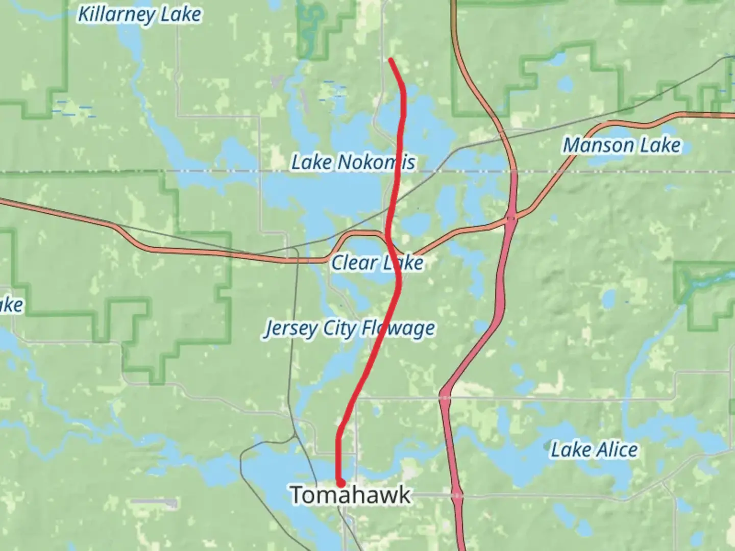 An image depicting the trail Hiawatha and Bearskin State Trail - Tomahawk and its surrounding area.