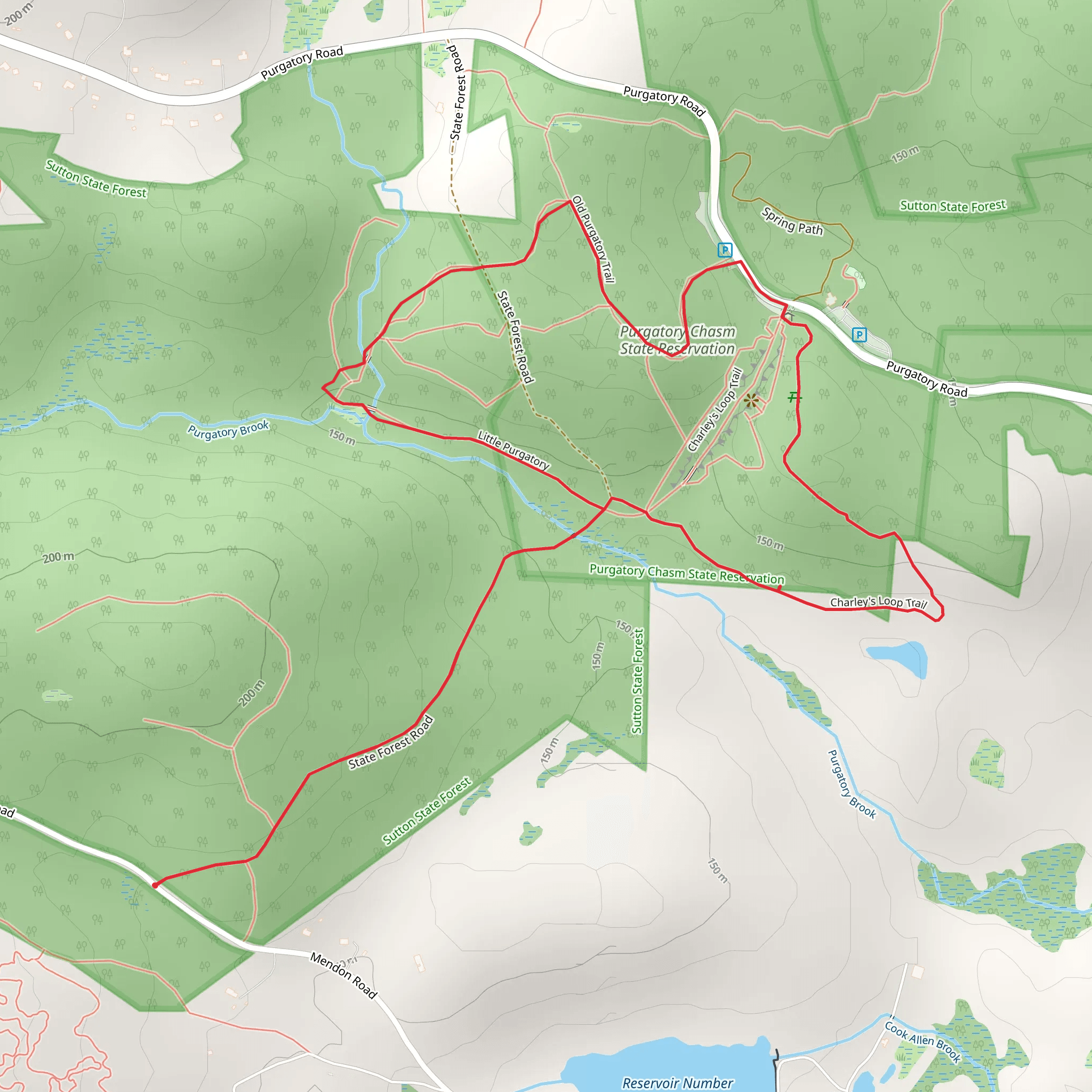 Little Purgatory and Charley's Loop Trail via State Forest Road mobile static map