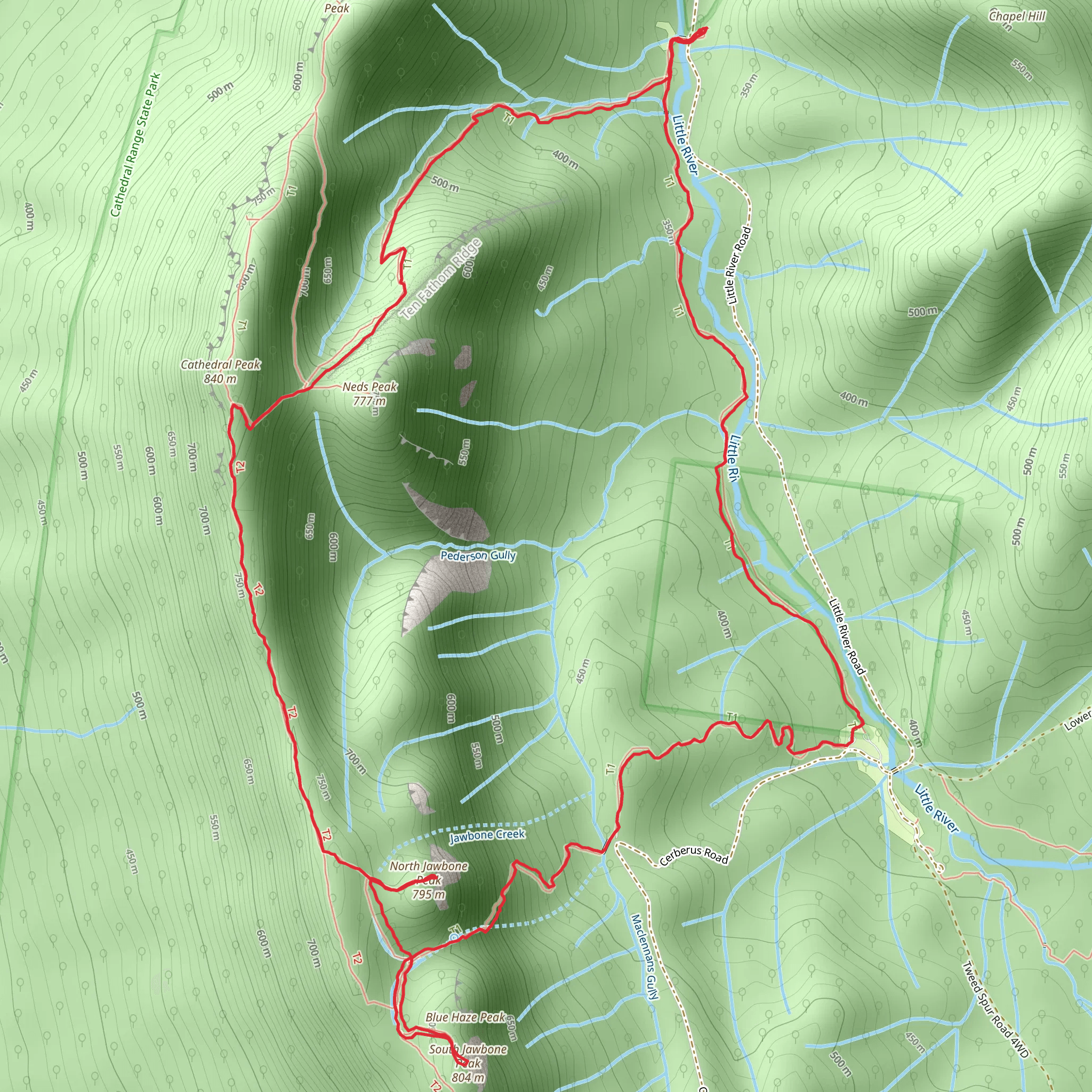 Cathedral Range - Cathedral Jawbones Trail mobile static map