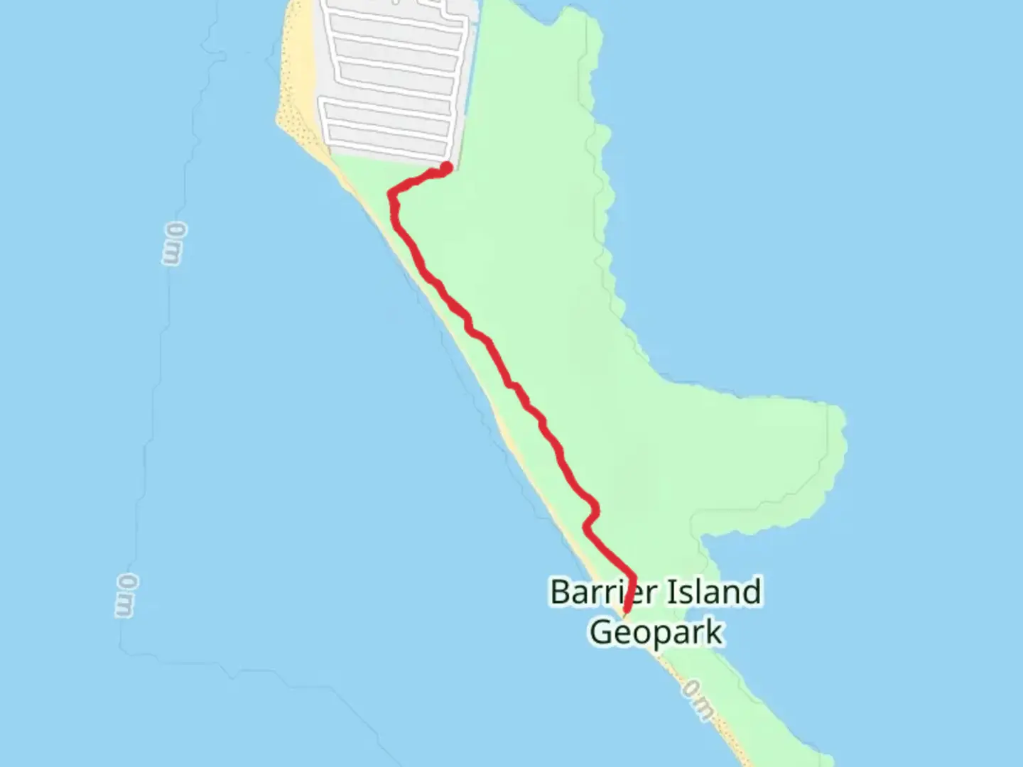 An image depicting the trail Barrier Island Geopark Walk and its surrounding area.