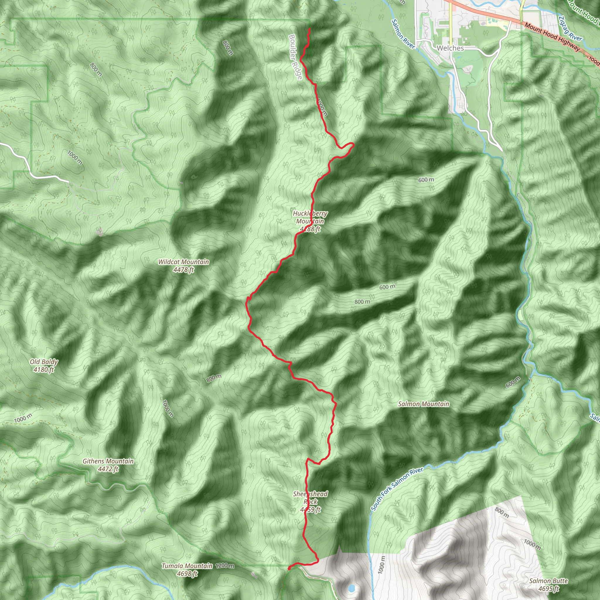 Huckleberry Mountain via Plaza Trail mobile static map