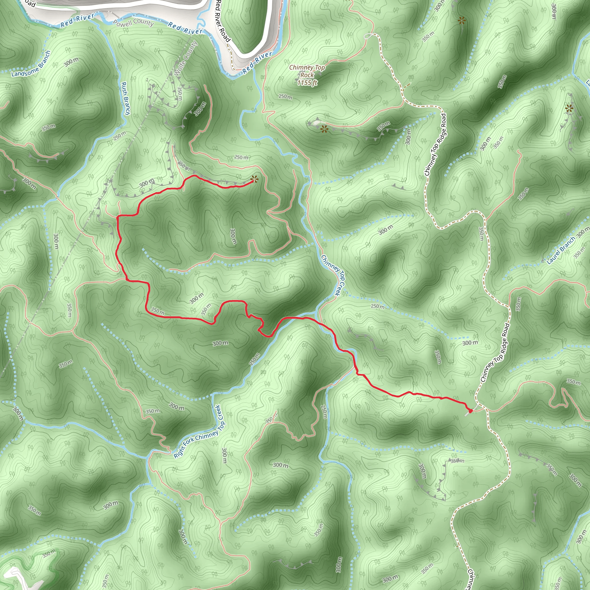 Rough Trail and Hanson's Point Trail mobile static map