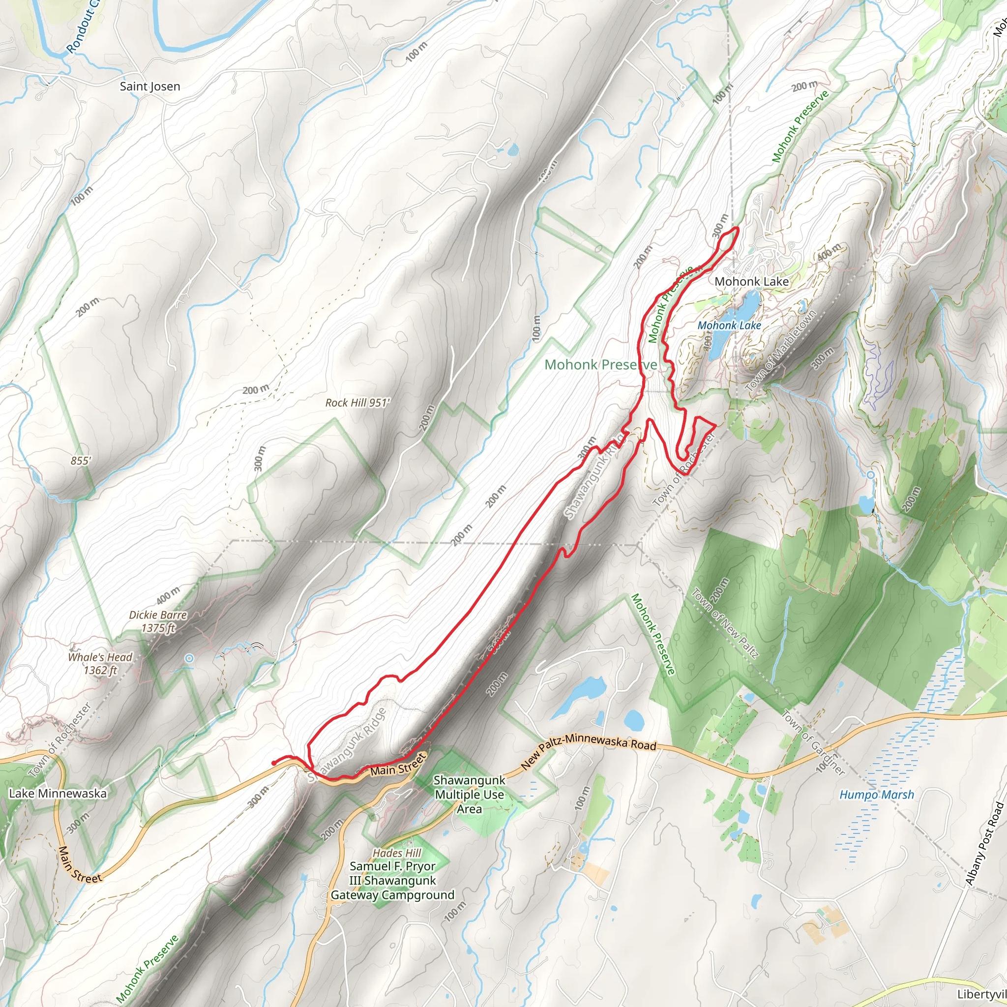 Mohonk Lake via Undercliff Carriage Road Loop mobile static map