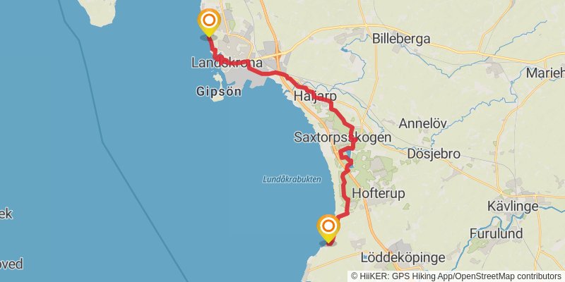 Skåneleden Trail stage 20 Map