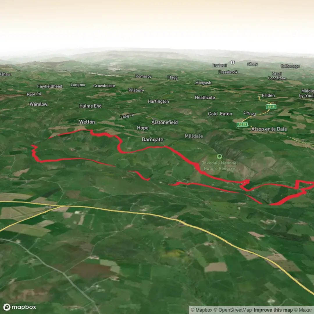 An image depicting the trail St Bertram's Well, Soles Coppice and Coldwall Bridge Loop and its surrounding area.