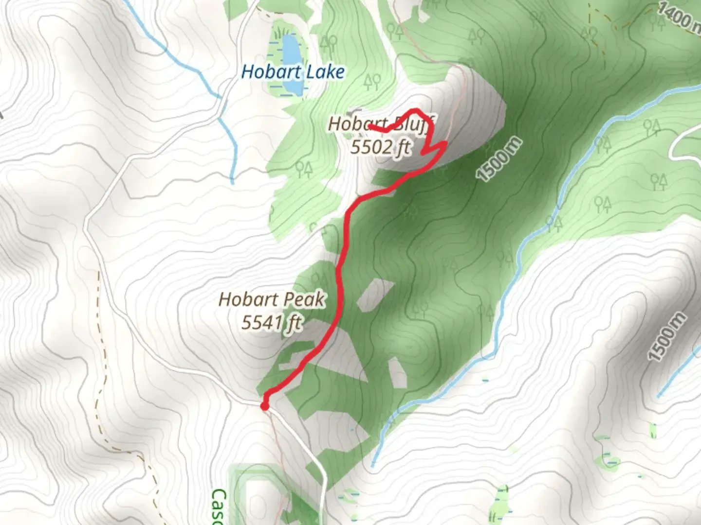 An image depicting the trail Hobart Bluff via PCT and its surrounding area.