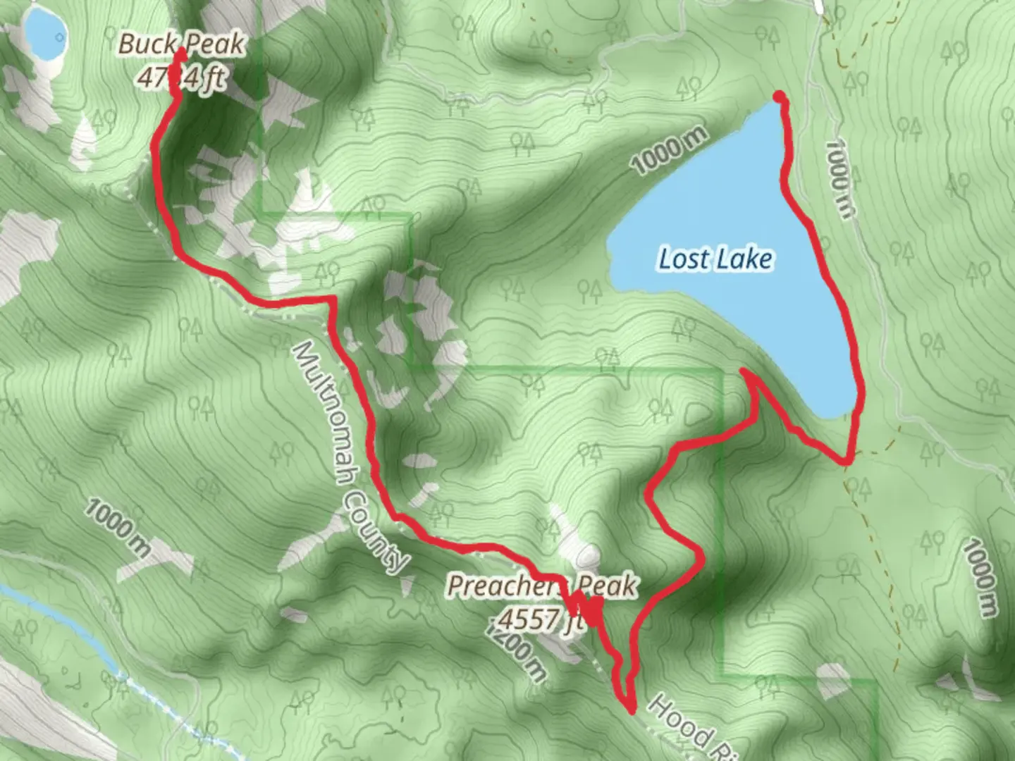 An image depicting the trail Buck Peak via Lakeshore Trail and its surrounding area.