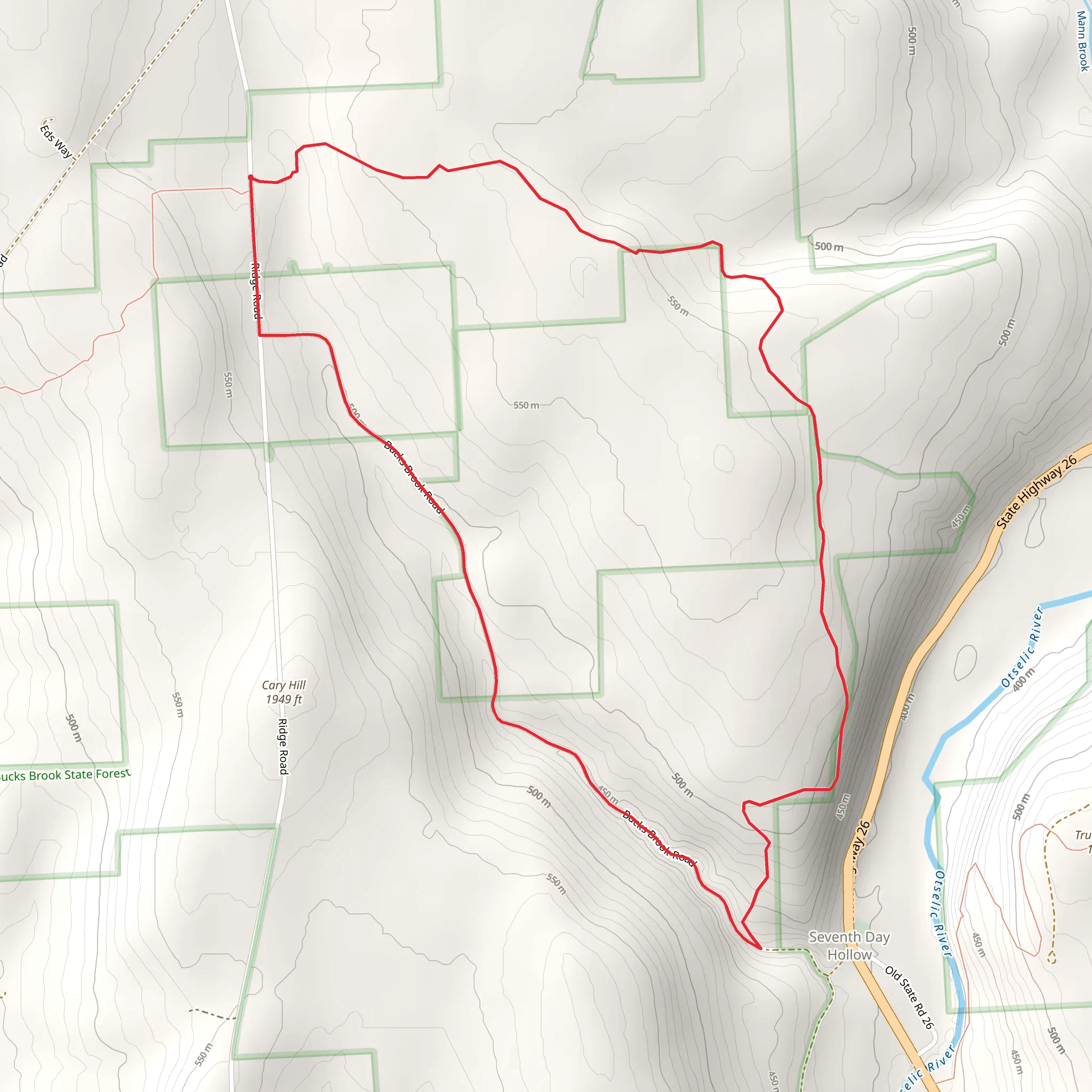 Bucks Brook Loop Trail - Ridge Road mobile static map