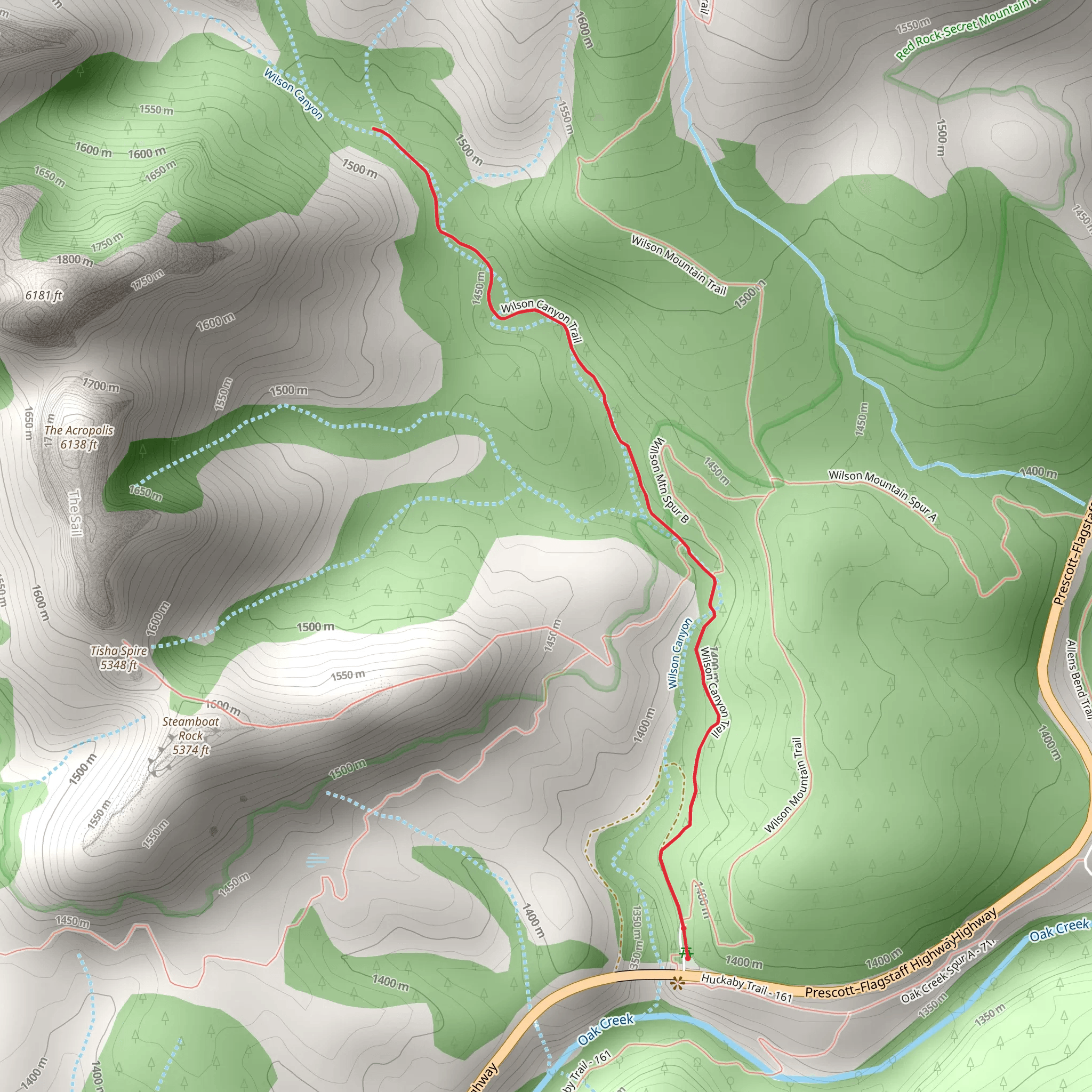 Wilson Canyon Trail mobile static map