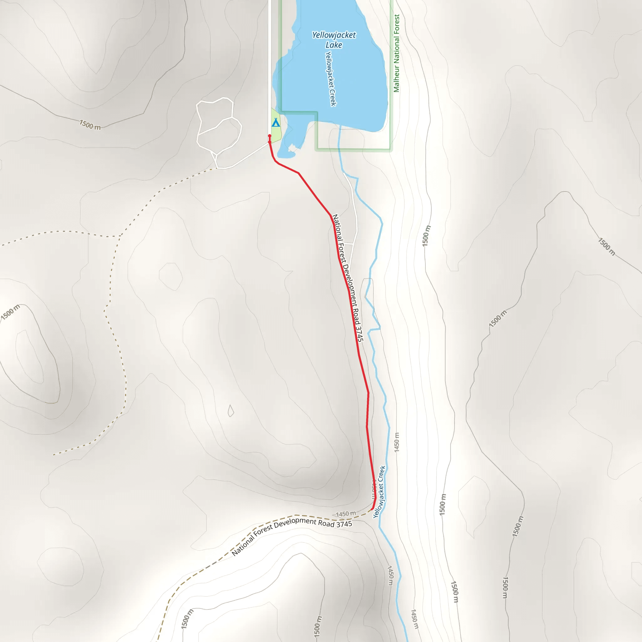 Yellowjacket Creek Out and Back mobile static map