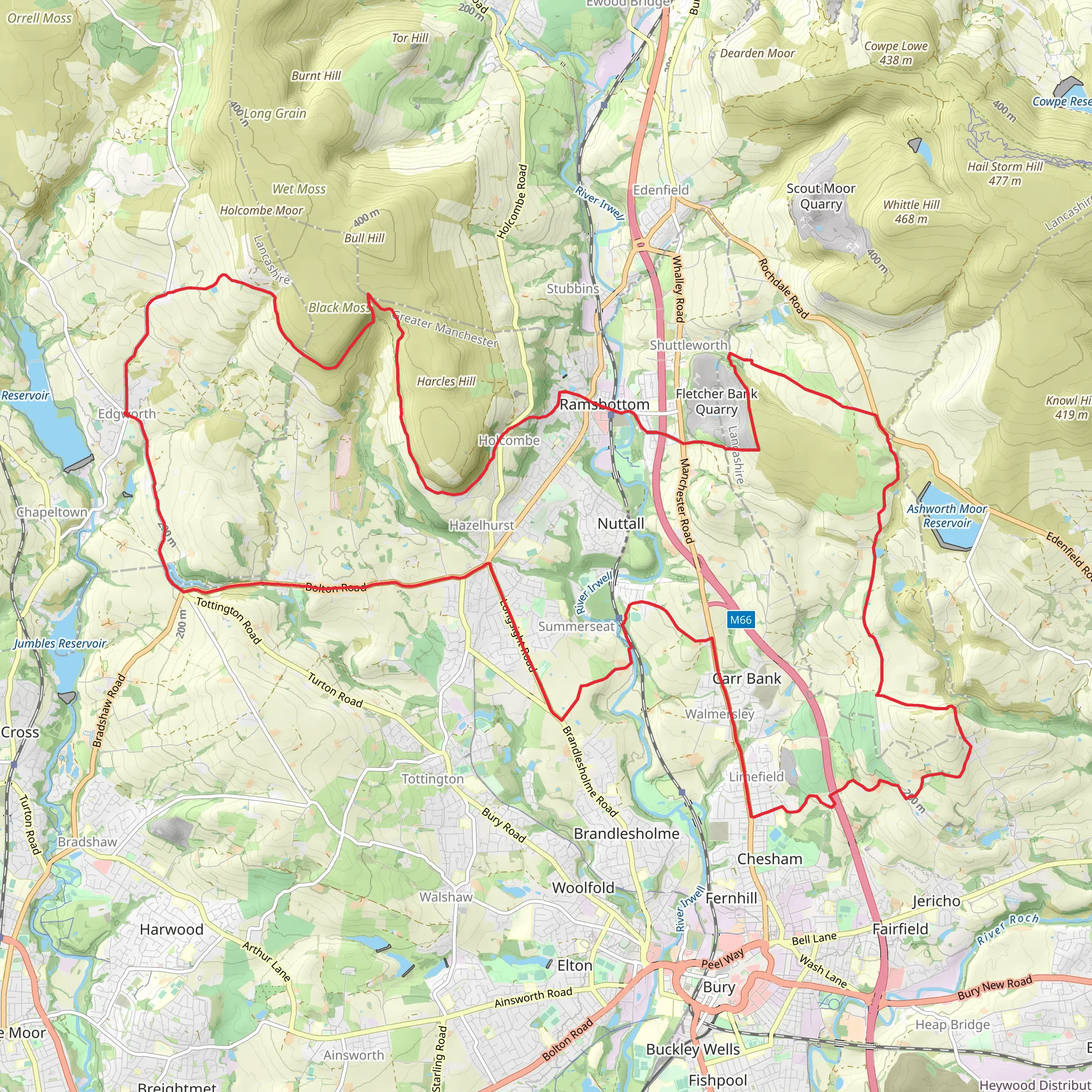 Edgworth, Birtle and Ramsbottom Loop mobile static map