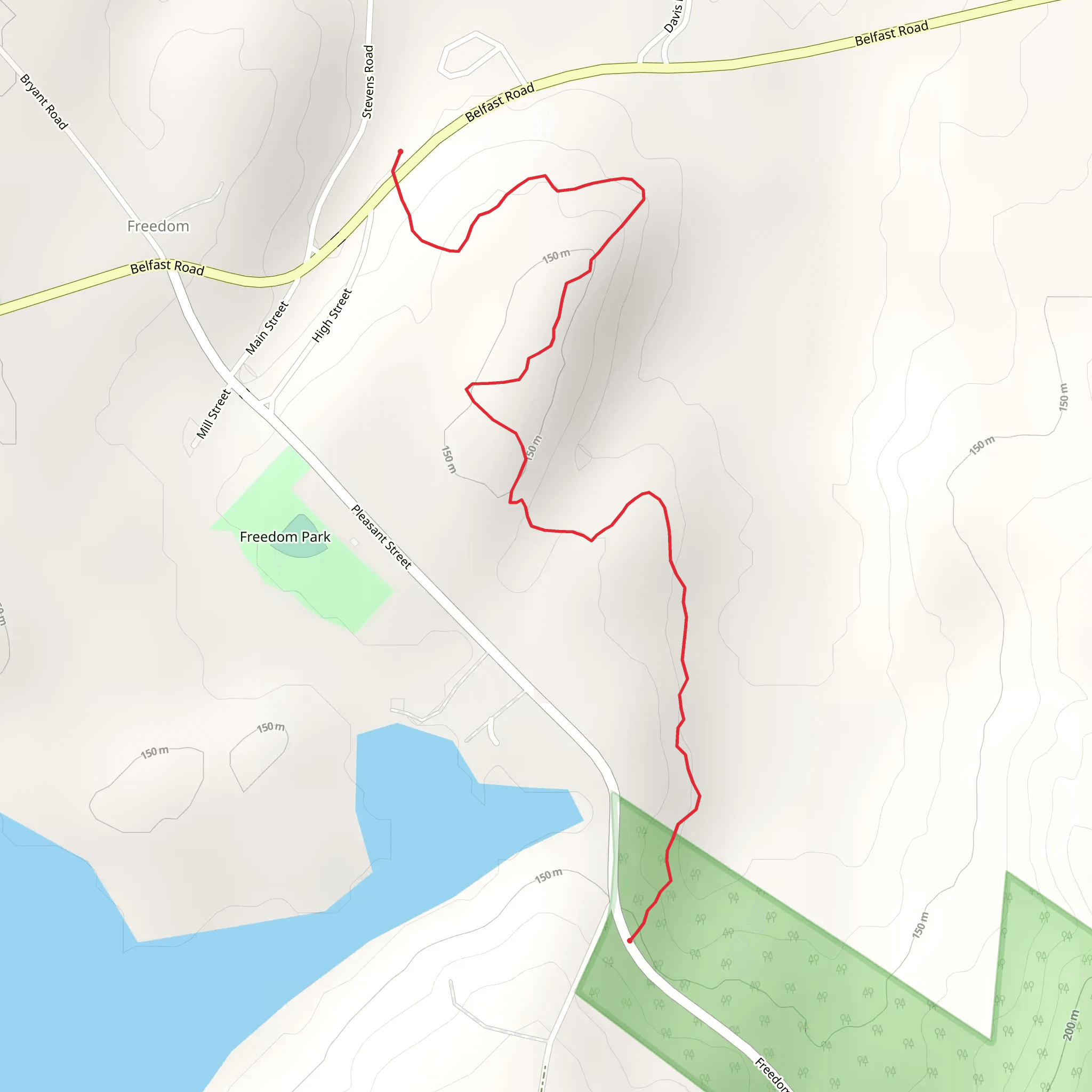 Belfast Road to Goose Pecker Ridge Road mobile static map