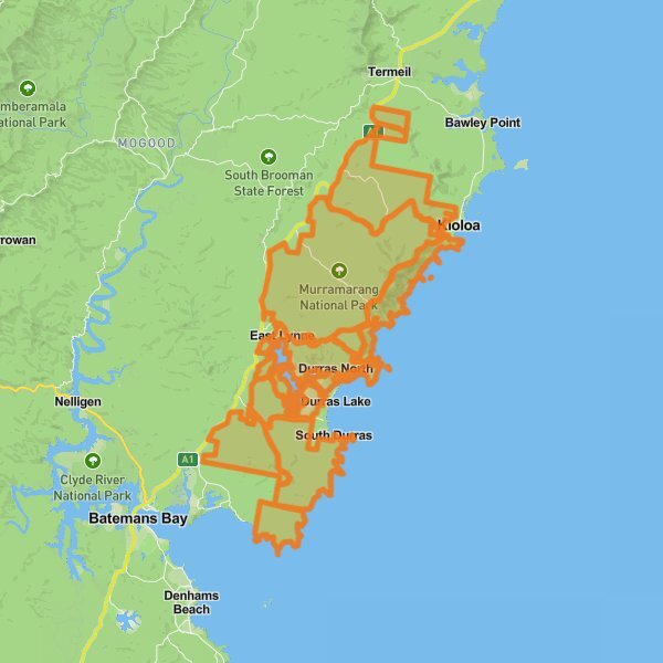 Murramarang National Park mobile static map