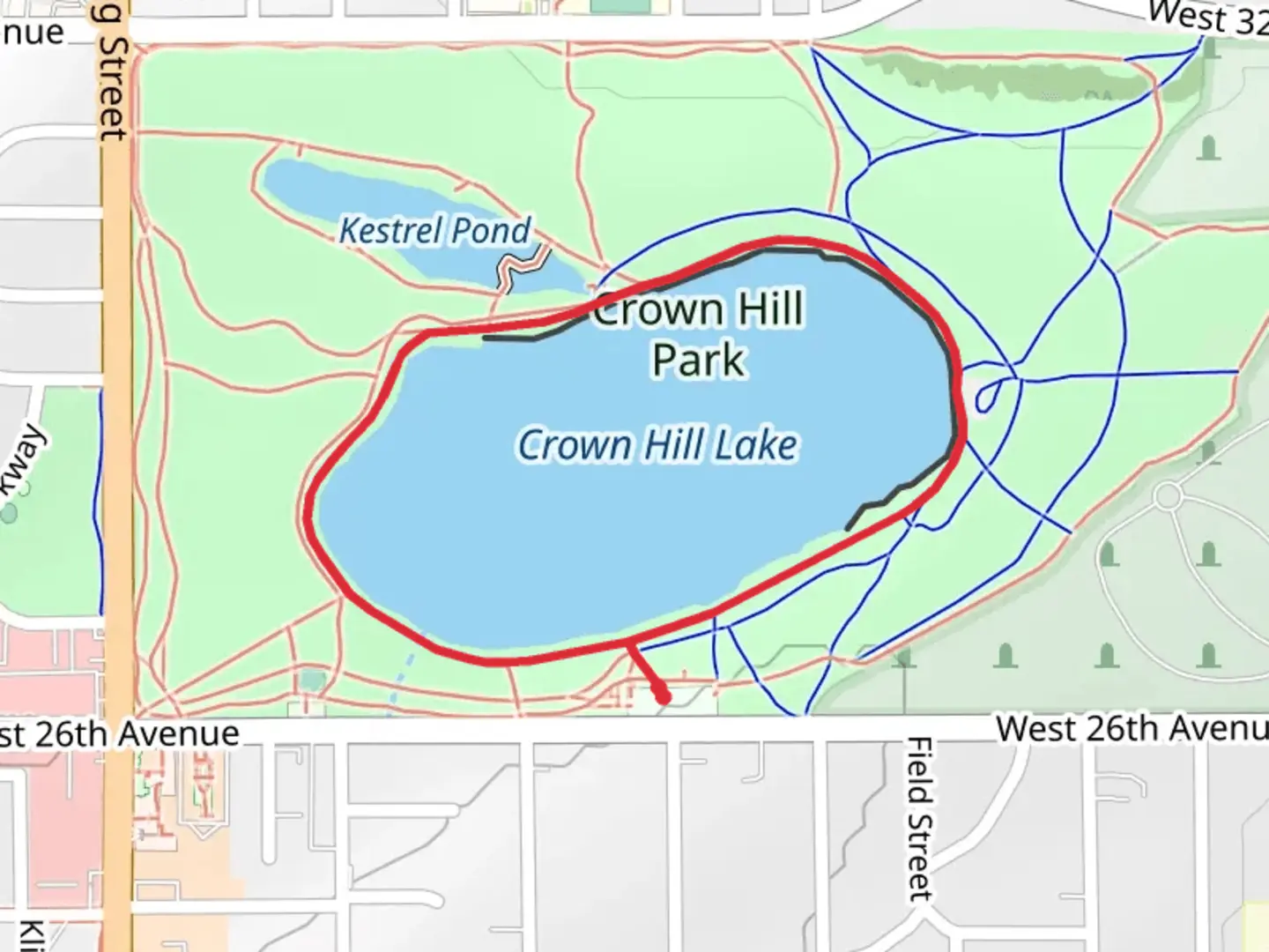An image depicting the trail Crown Hill Lake Loop and its surrounding area.