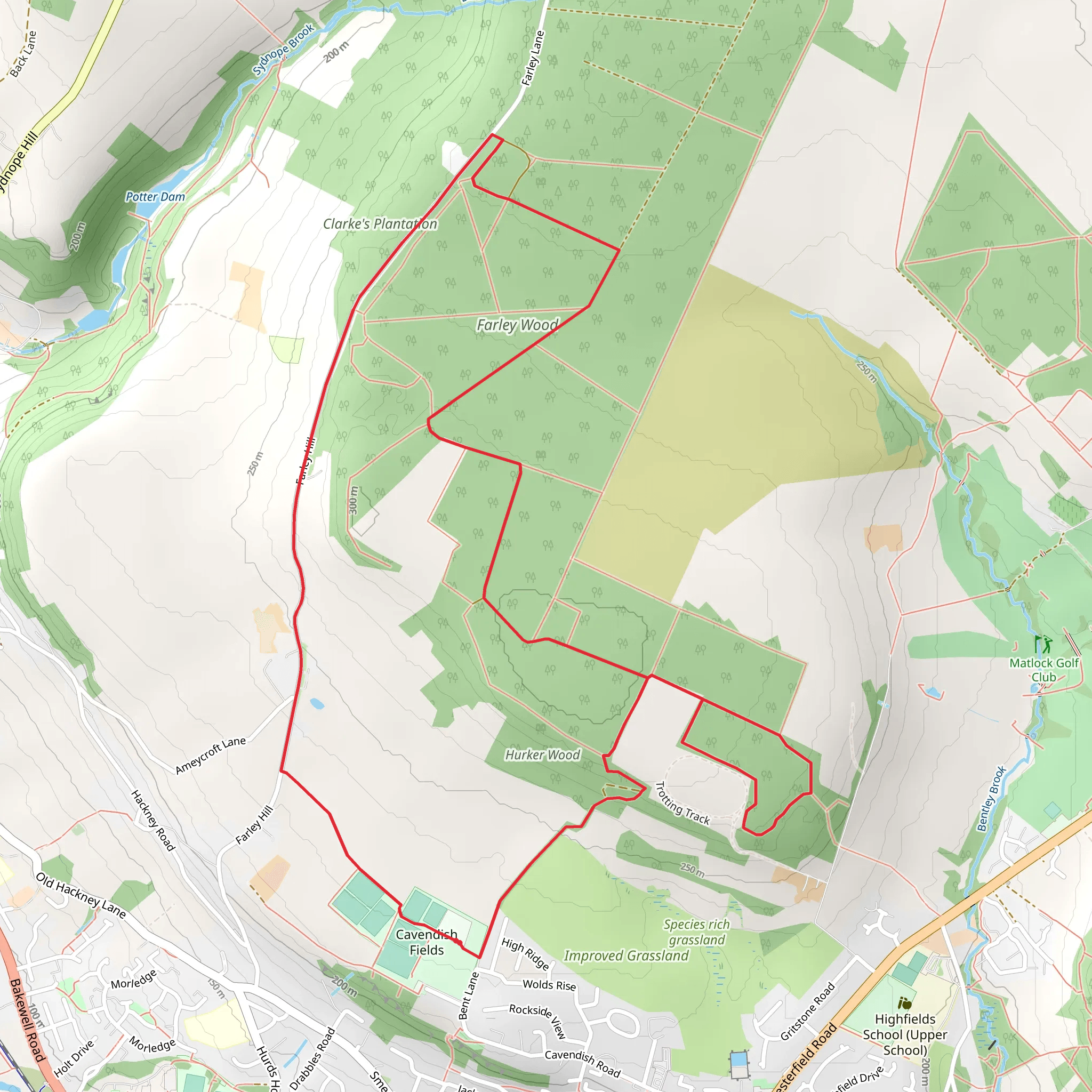 Hurker Wood and Farley Wood Loop mobile static map