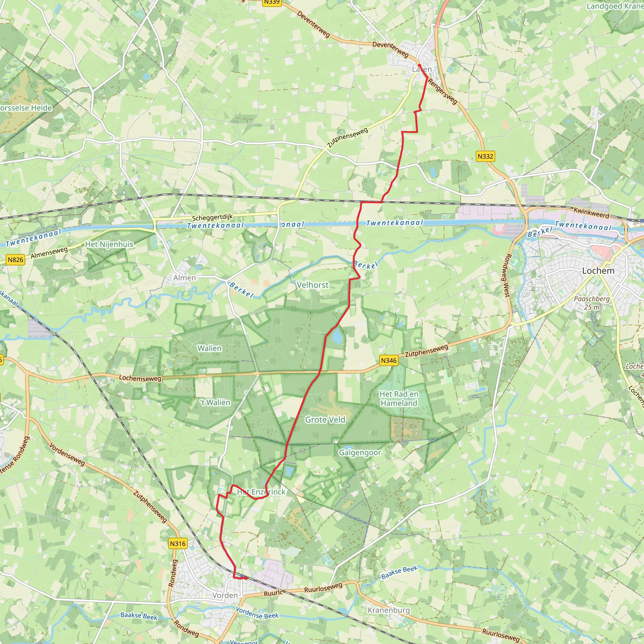 Laren to Vorden via Pieterpad deel 1 mobile static map