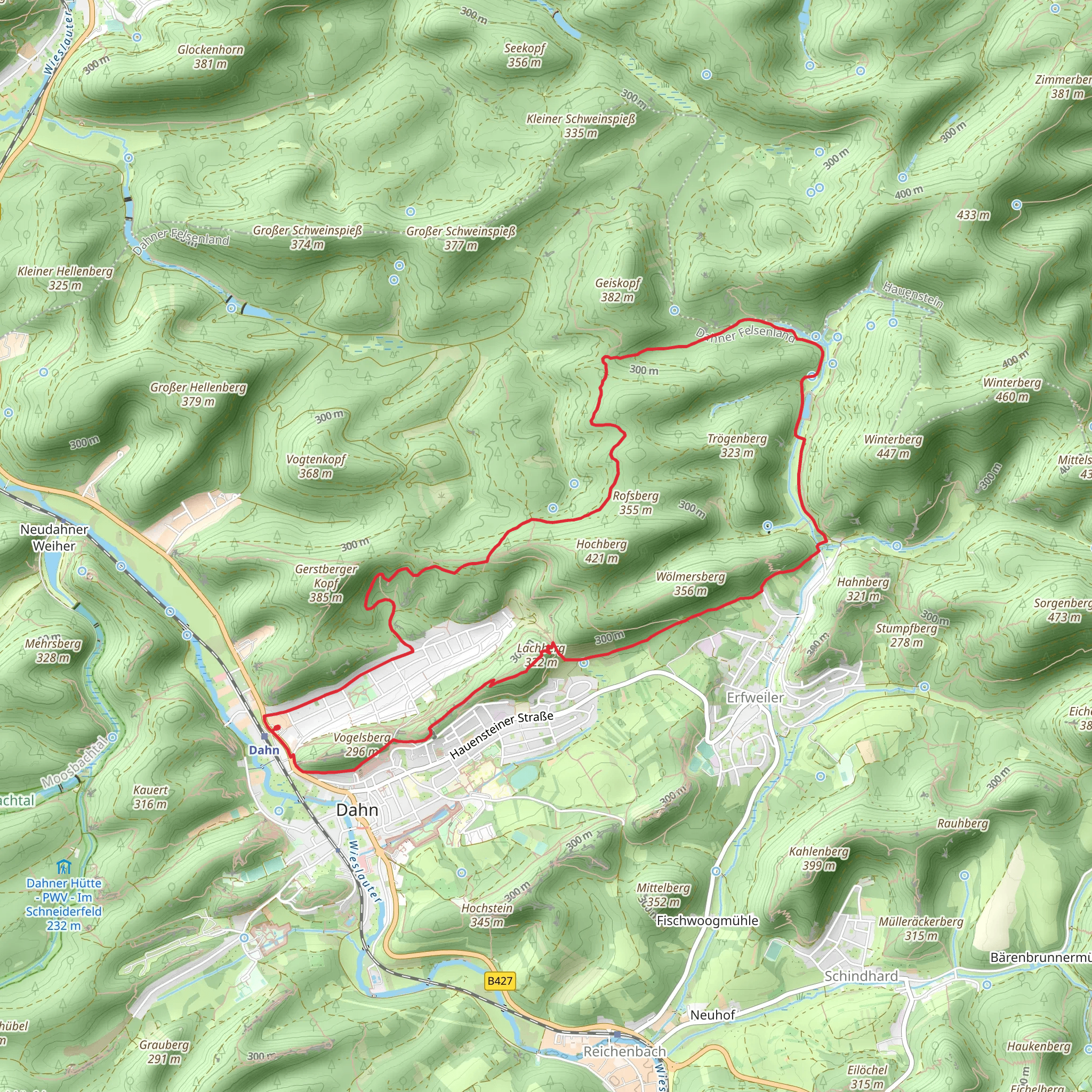 Lachbergblick and Langenbach via Rentnerpfad mobile static map