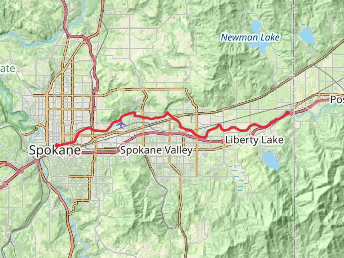 An image depicting the trail Spokane River Centennial Trail and its surrounding area.